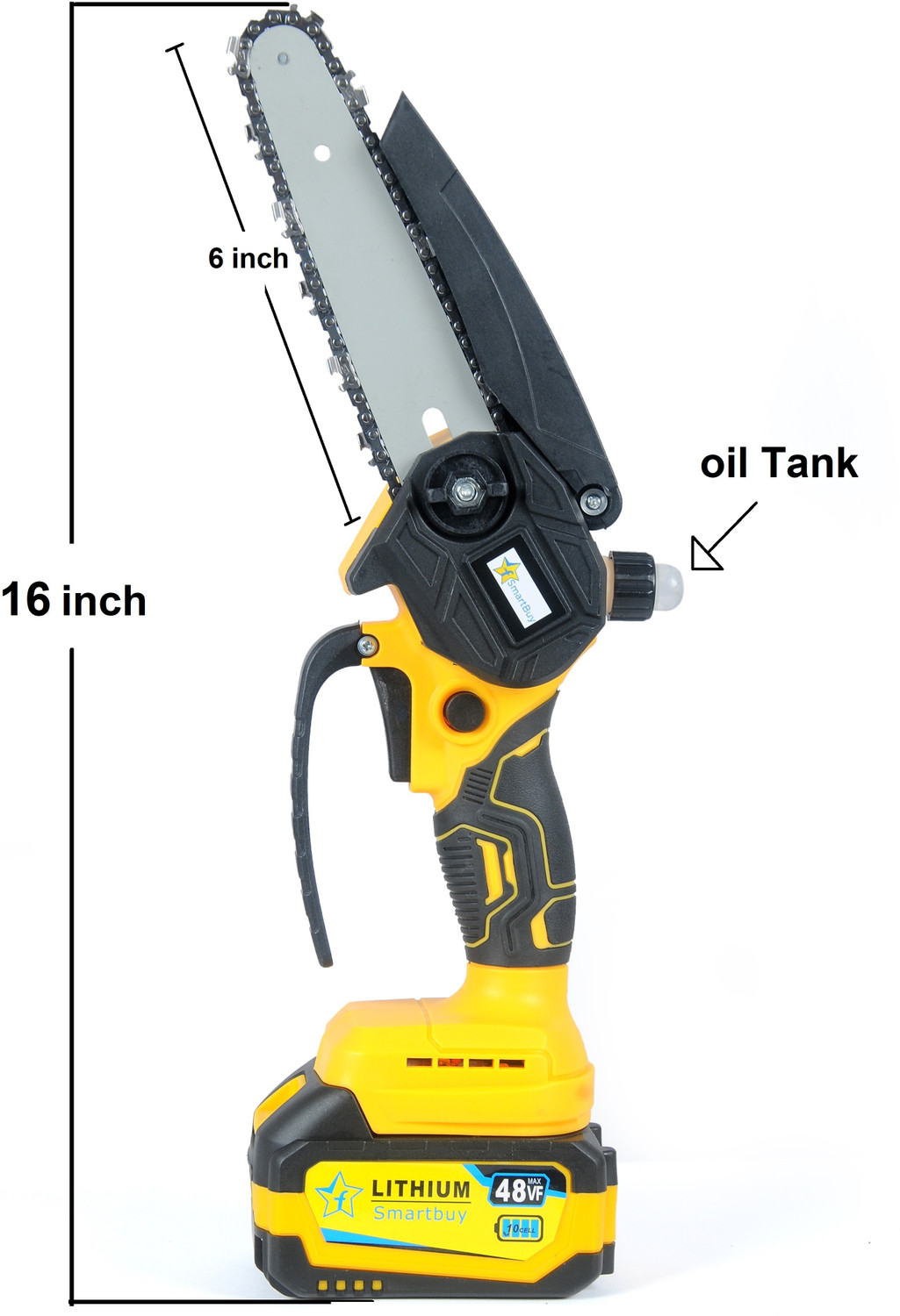 Image of Flipkart SmartBuy 6 Inch Cordless Chainsaw | High Torque Battery Powered | Copper Motor Chainsaw with In-Built Oil Tank for Gardening & Harvesting | Tree Wood Cutter Cordless Chainsaw