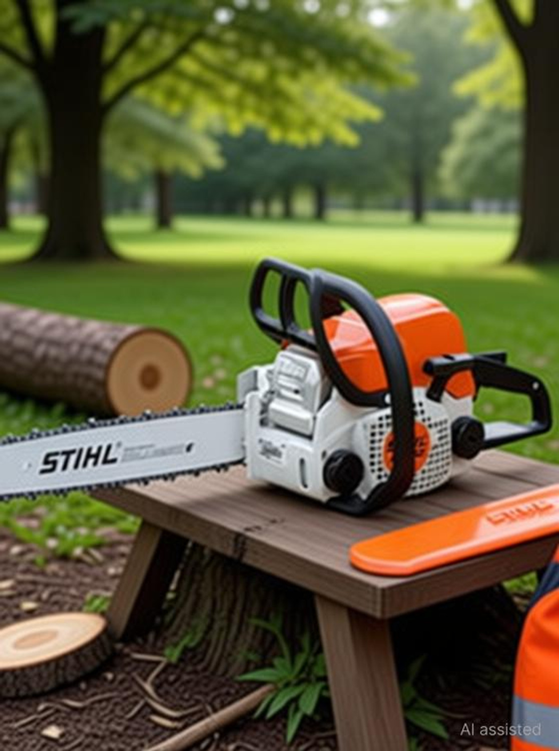 Image of STIHL Cast Iron Chain Saw MS-180 (Orange) Fuel Chainsaw (Without Battery)