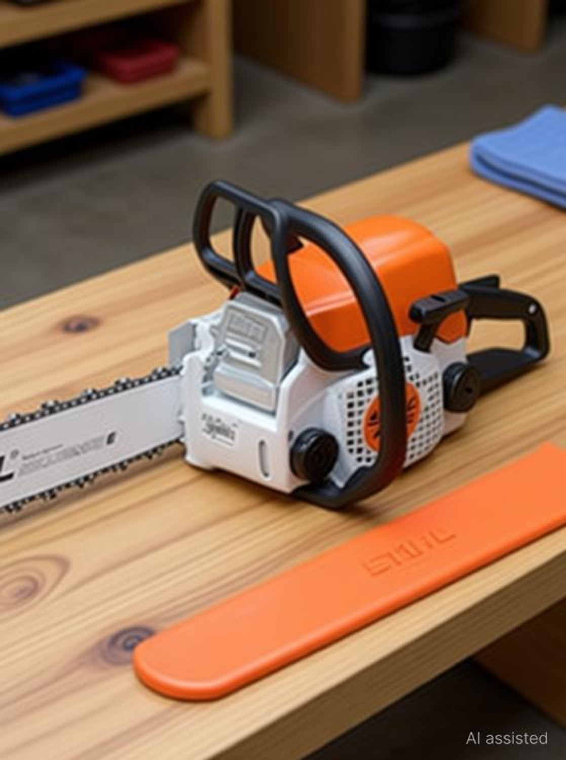 Image of STIHL Cast Iron Chain Saw MS-180 (Orange) Fuel Chainsaw (Without Battery)