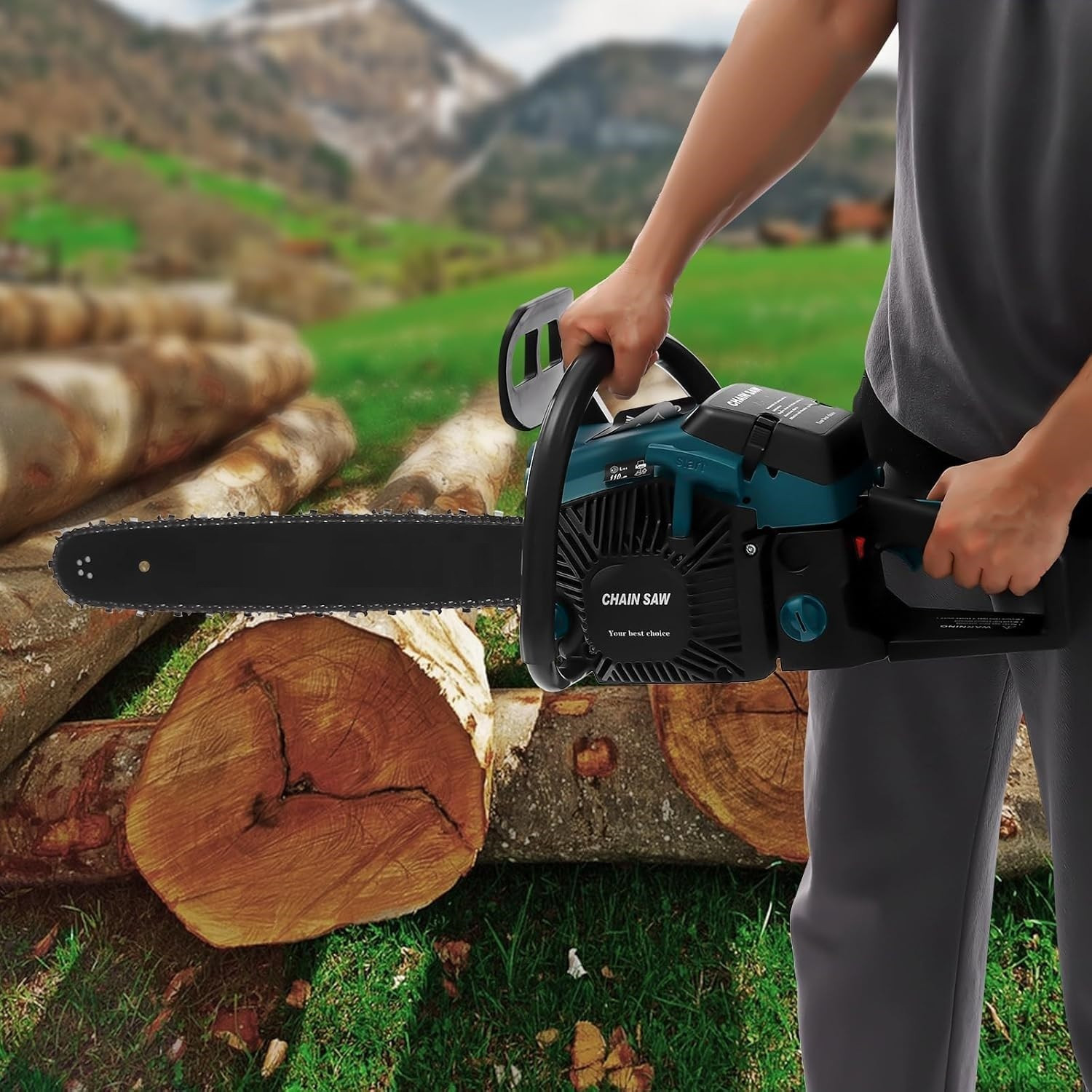 Image of Sauran Petrol with Chain Tool bag Handheld Petrol Chainsaw for Trees (CNS86) Cordless Chainsaw