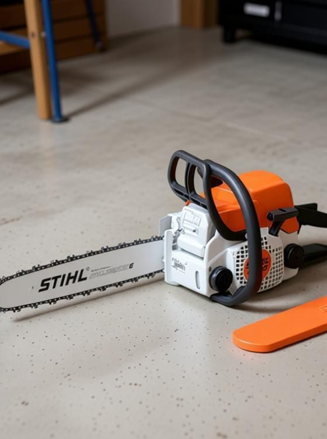 Image of STIHL Cast Iron Chain Saw MS-180 (Orange) Fuel Chainsaw (Without Battery)