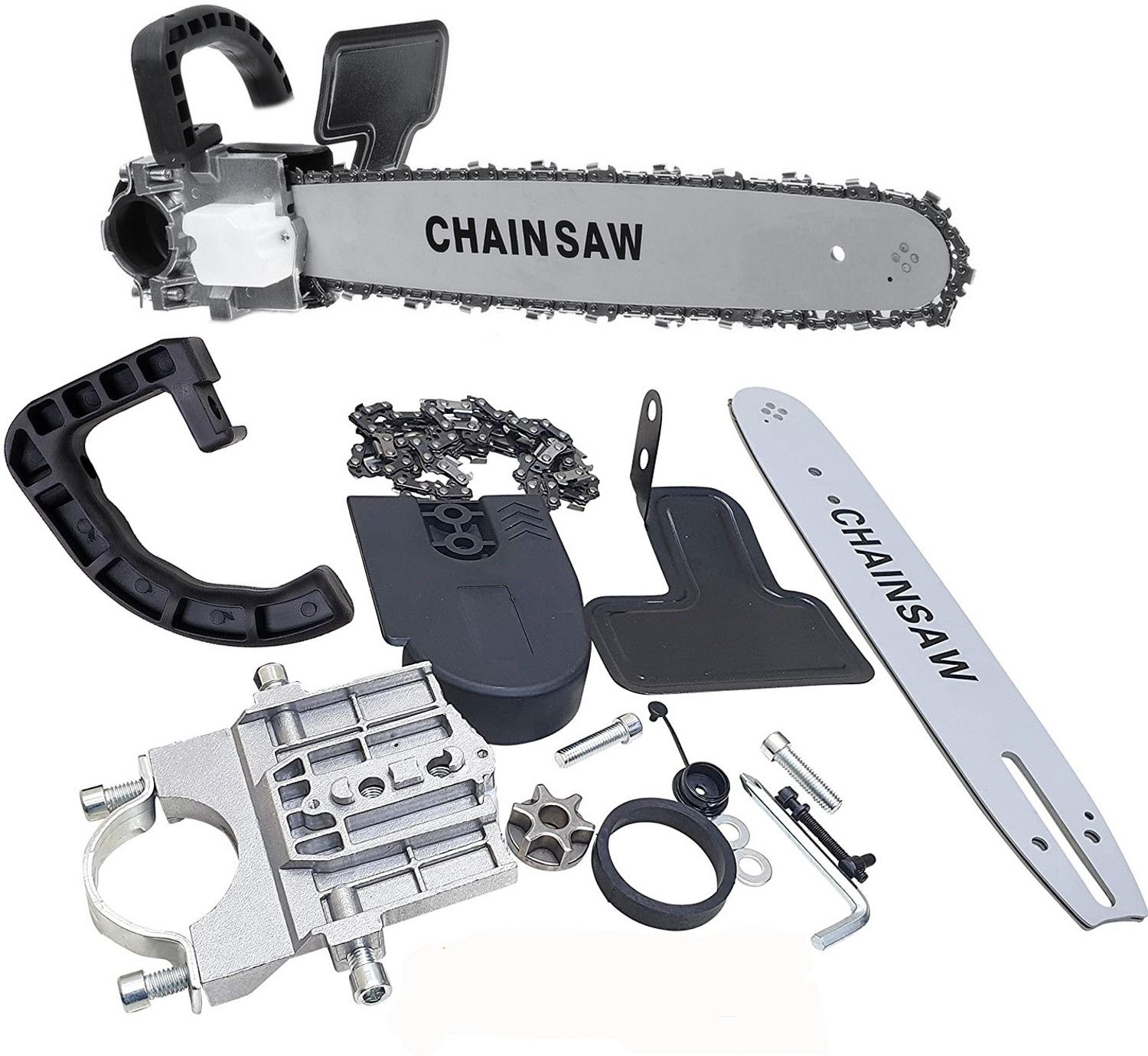 Image of Inditrust Heavy Duty 11.5 inch Electric Chain Saw Converter Bracket Tree Felling Angle Grinder for Woodworking Tool Chain Saw Only Corded & Cordless Chainsaw