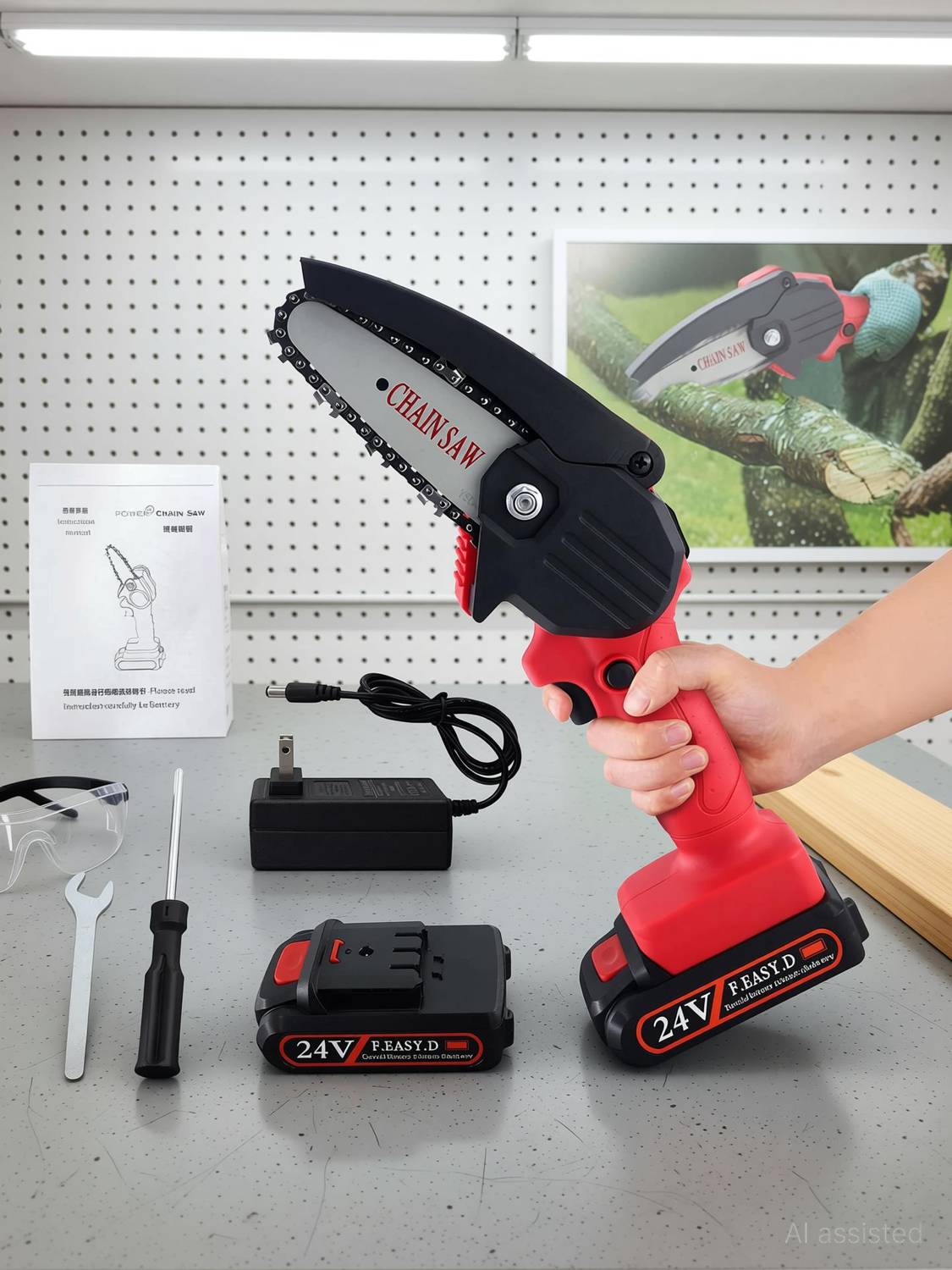 Mini Chainsaw Battery Best Battery Powered Hand Saw JENY Mini Chainsaw Cordless Power -Chain-Saws 4-Inch Mini Chainsaw Portable  Chainsaw Chainsaw Pruning Shears Chainsaw Tree Branch Wood Cutting