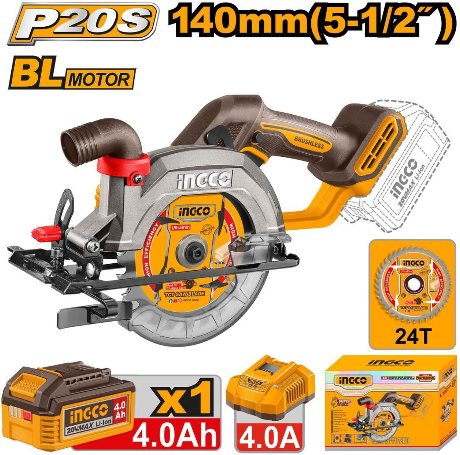 Image of INGCO CSLI14023 Cordless circular saw Cordless Chainsaw