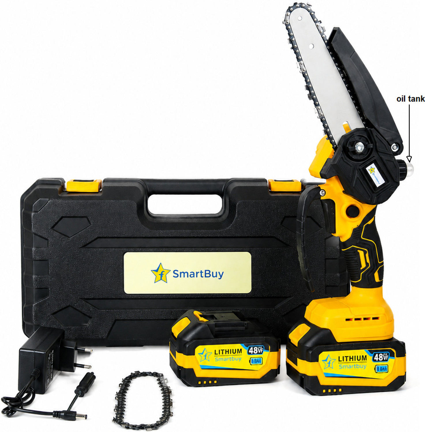 Image of Flipkart SmartBuy 6 Inch Cordless Chainsaw | High Torque Battery Powered | Copper Motor Chainsaw with In-Built Oil Tank for Gardening & Harvesting | Tree Wood Cutter Cordless Chainsaw
