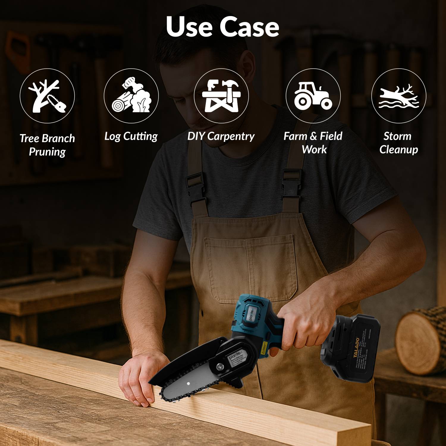 Plantex Electric Chainsaw/4-Inch Cordless Chain Saw with 4000RPM