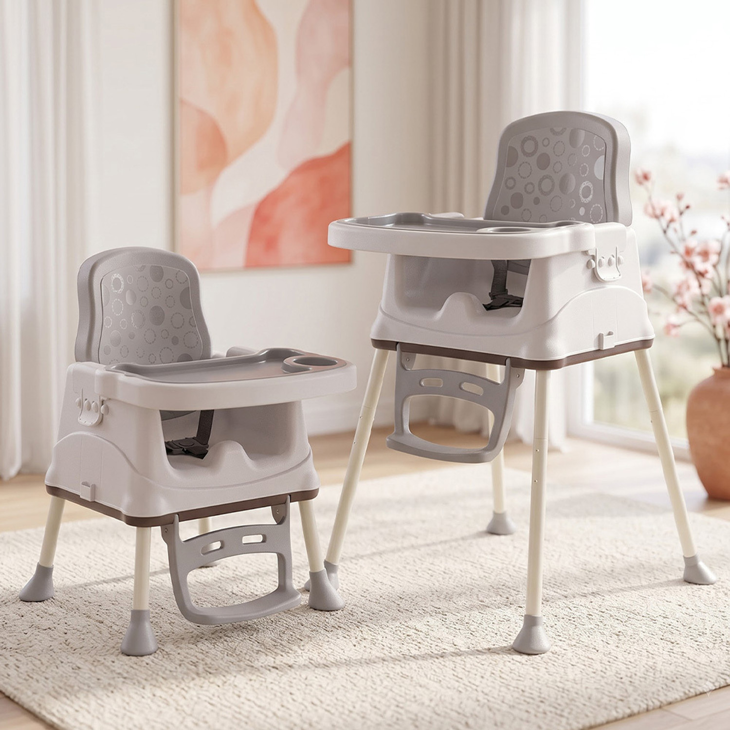 Image of StarAndDaisy Baby High Chair with Adjustable Height, Removable Tray & Safety Belt