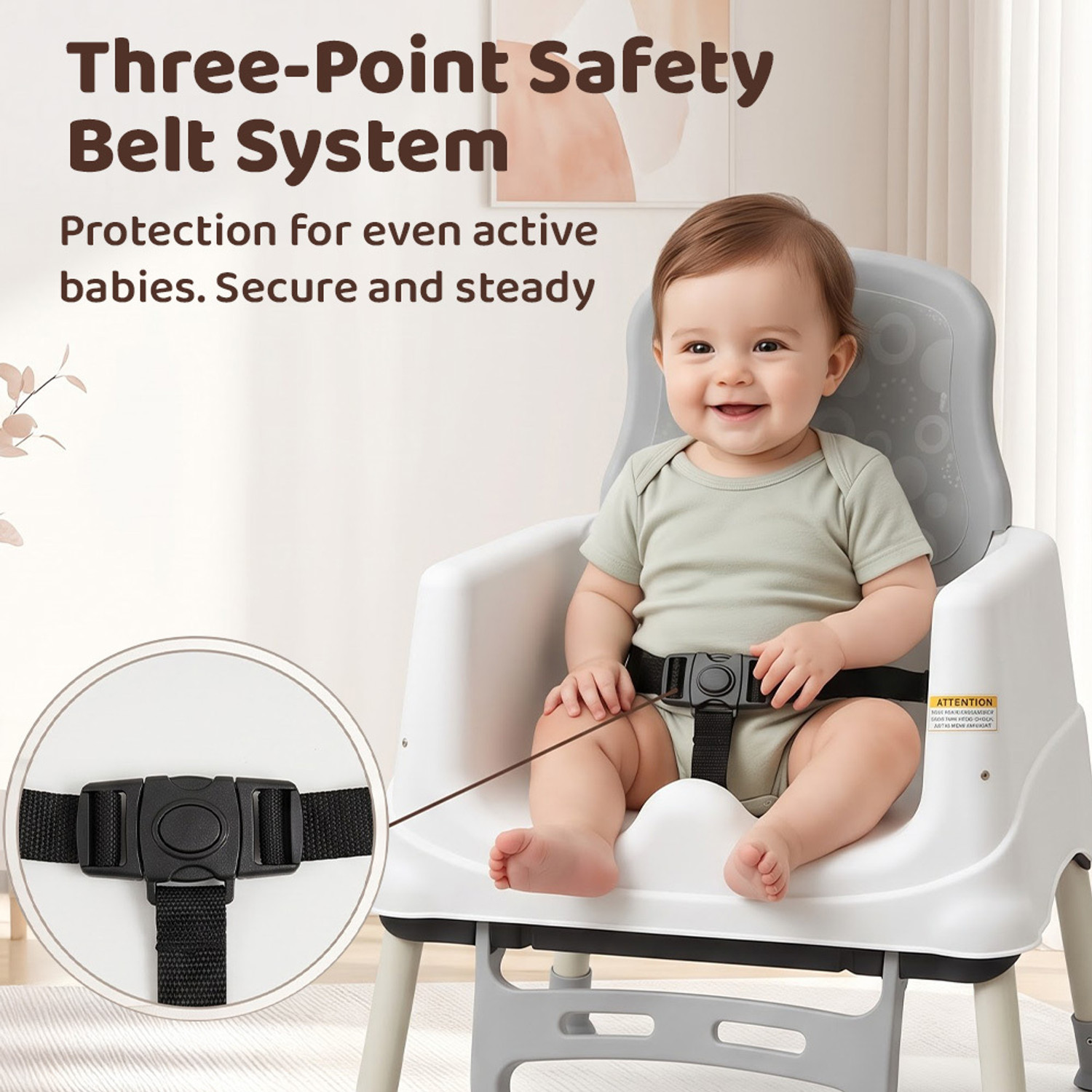 Image of StarAndDaisy Baby High Chair with Adjustable Height, Removable Tray & Safety Belt