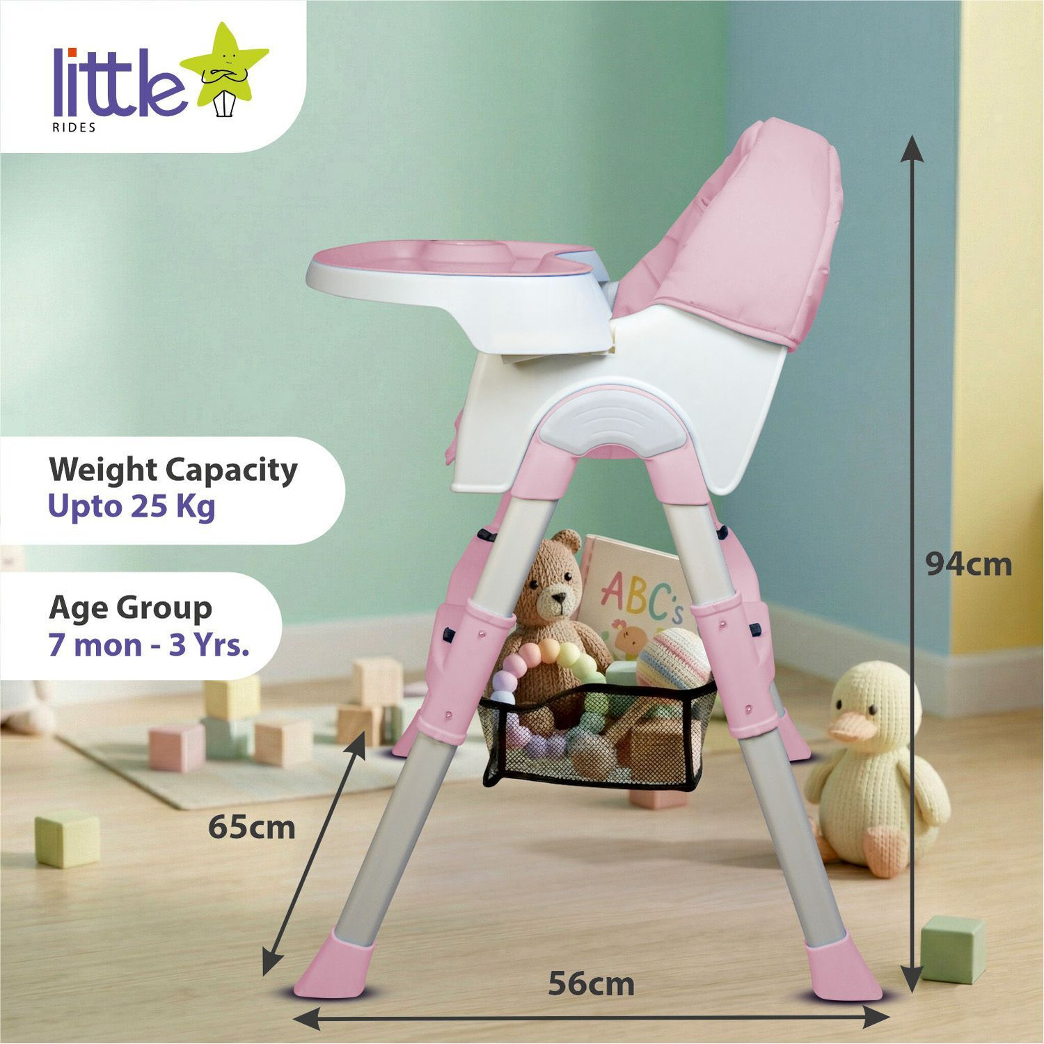 Image of LITTLE RIDES High Chair for Baby /Baby Feeding Chair for 0 to 5 Years with Detachable Tray