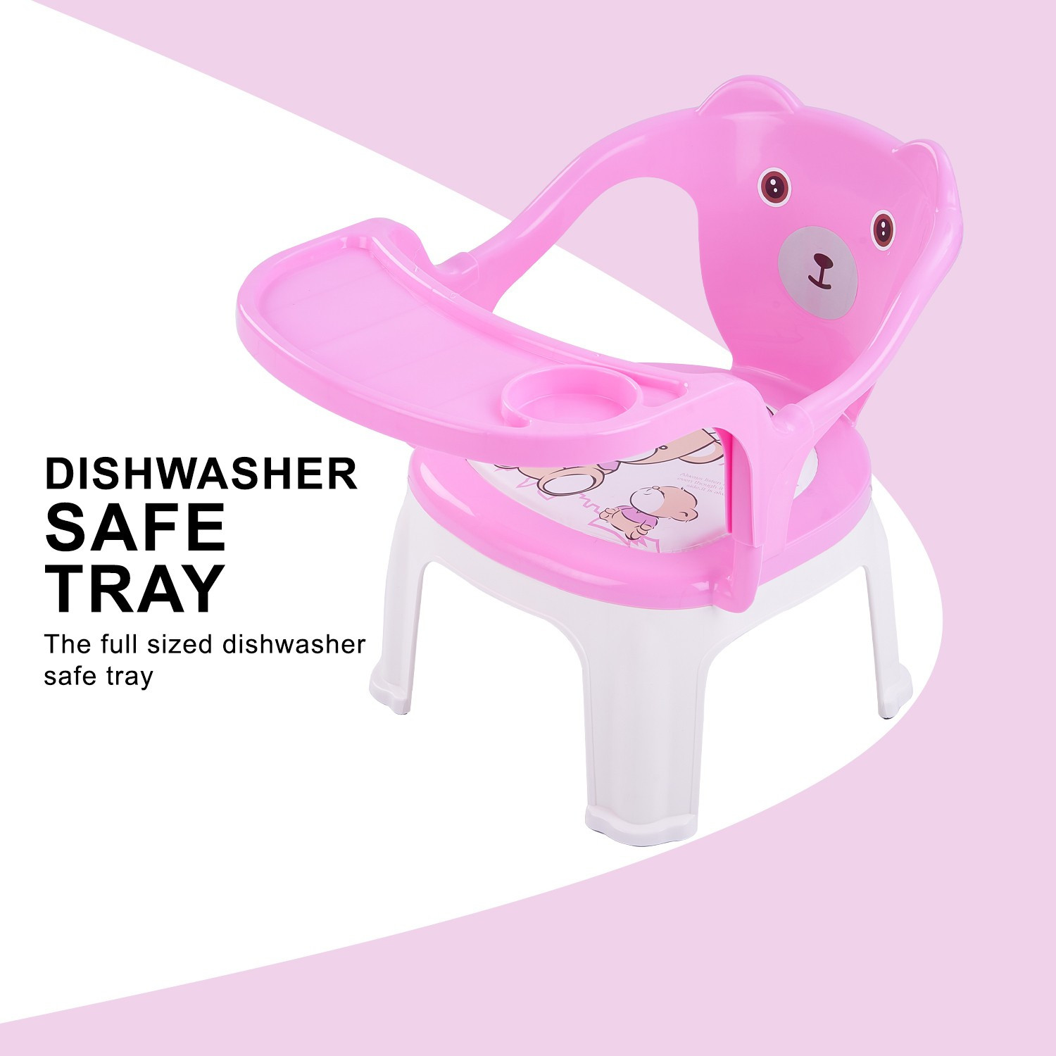 Image of baybee Bear Painted Foldable Baby Pink Chair