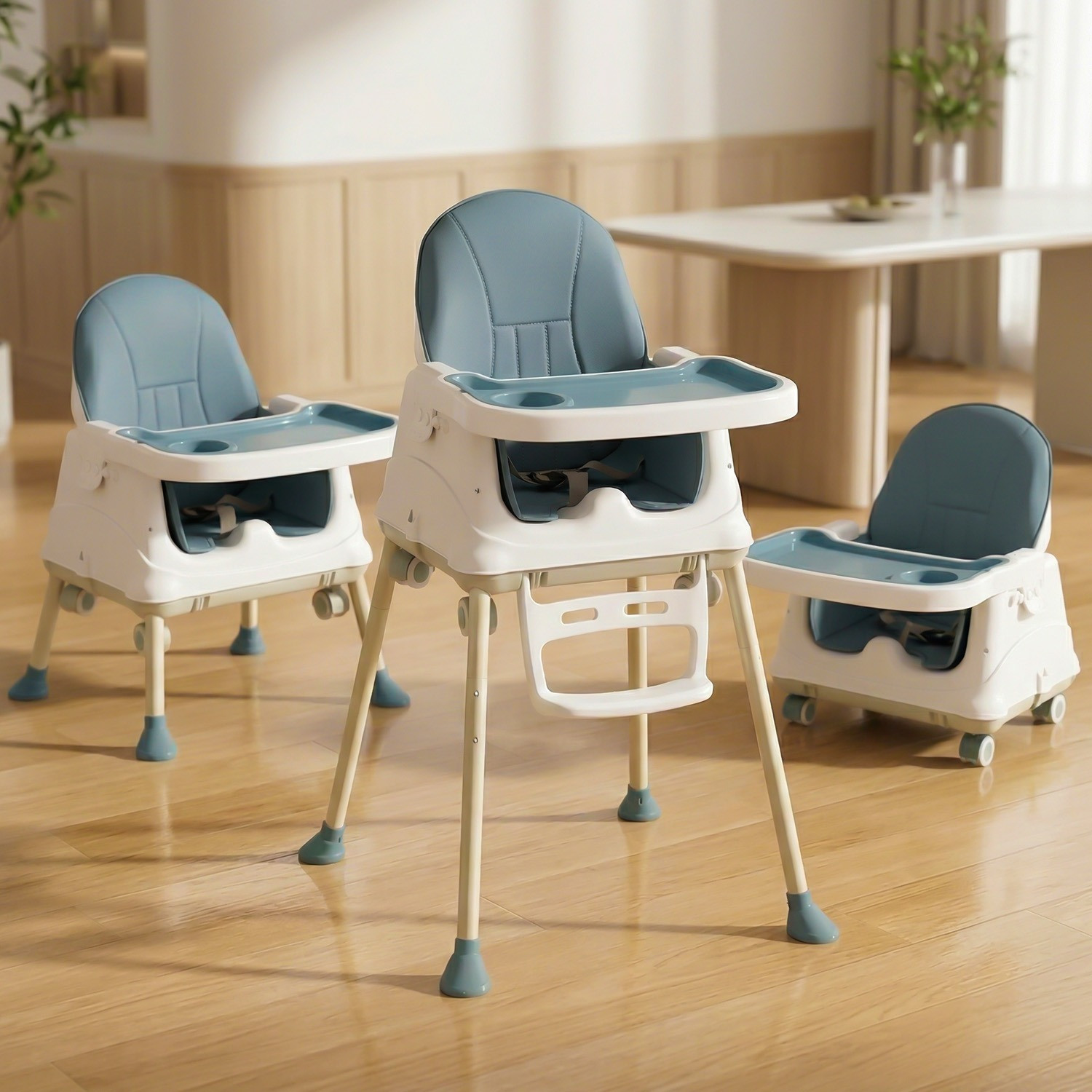 Image of StarAndDaisy Baby High Chair 4-in-1 Convertible Feeding Chair with Tray & Wheels