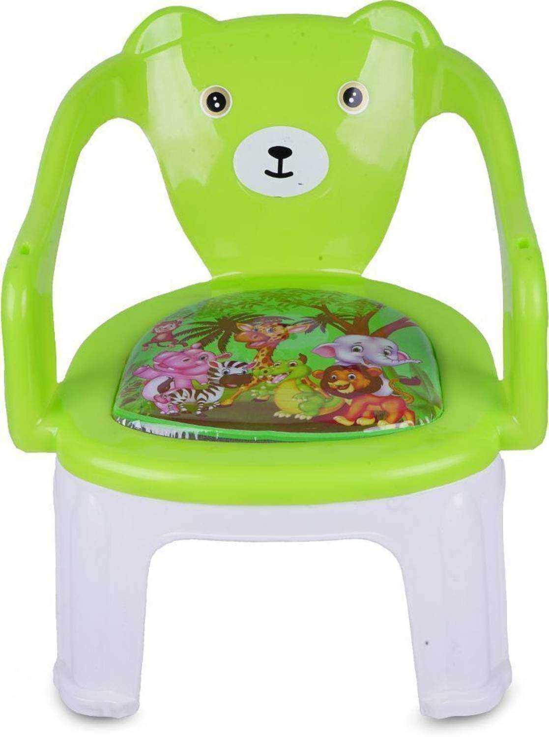 asian Teddy Chair for Kids – Green | Cute Animal Printed Plastic Baby Chair