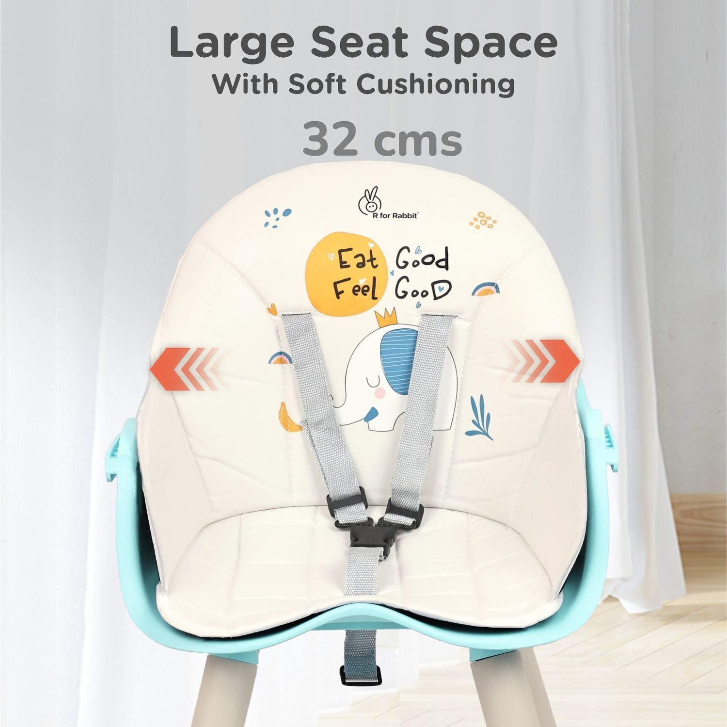 Image of R for Rabbit Cherry Berry Tusky High Chair for Baby with Detachable & Adjustable Food Tray