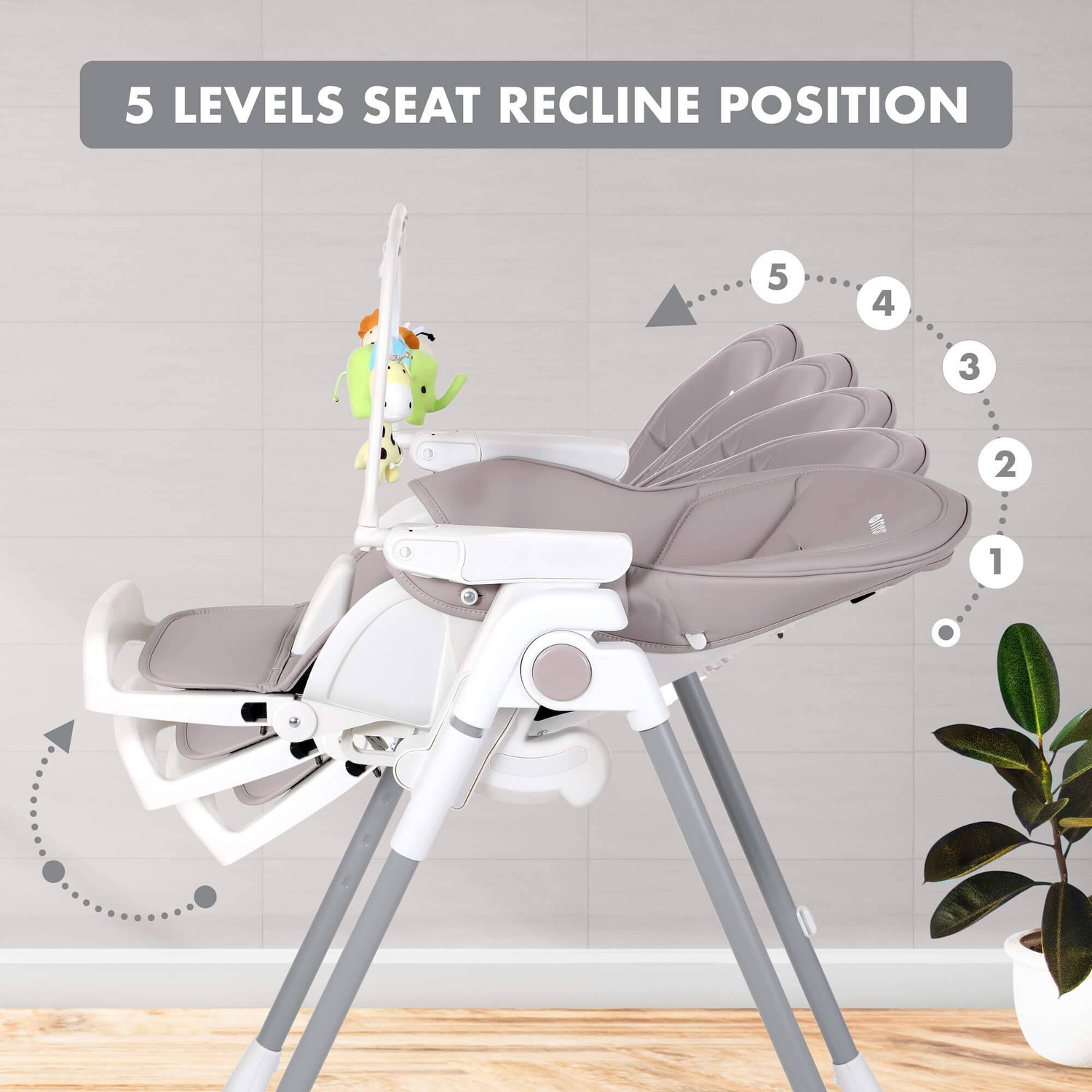 Image of DOTMOM Magic Fold High Chair for Baby, 5 Position Recline, 7 Height Adjustments