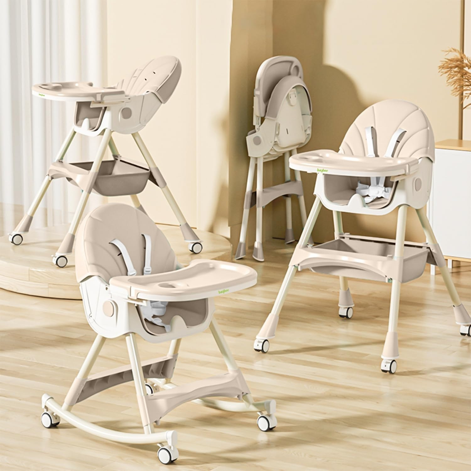 Image of baybee Liora 4-in-1 Convertible Baby High Chair for Kids Baby Booster Seat with Tray &