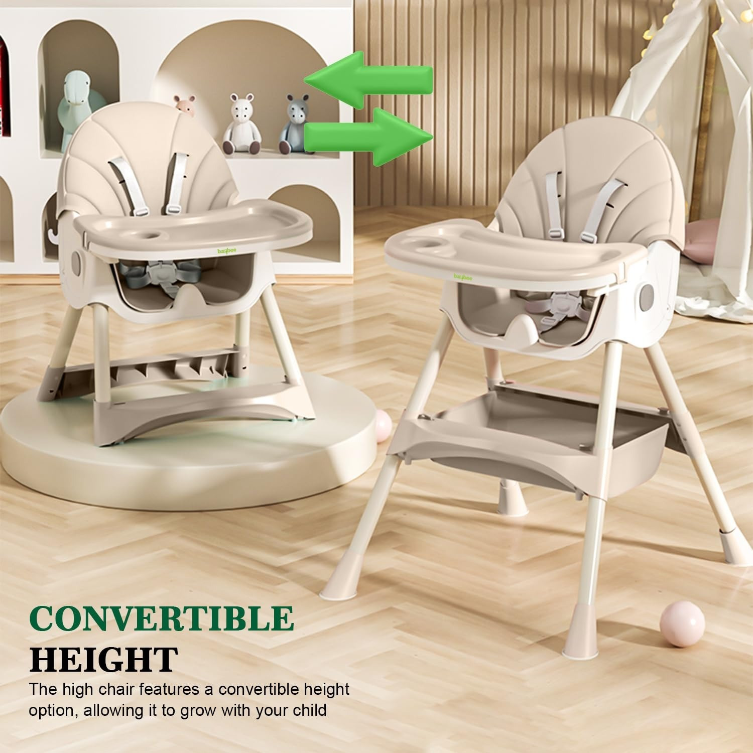 Image of baybee Liora 4-in-1 Convertible Baby High Chair for Kids Baby Booster Seat with Tray &