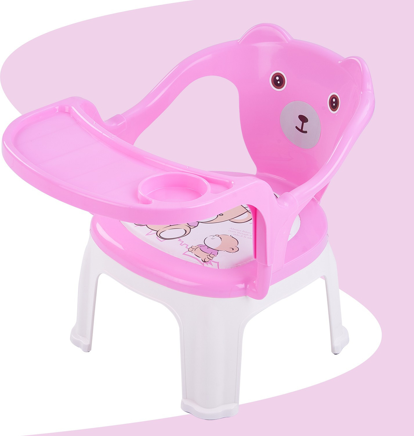 Image of baybee Bear Painted Foldable Baby Pink Chair