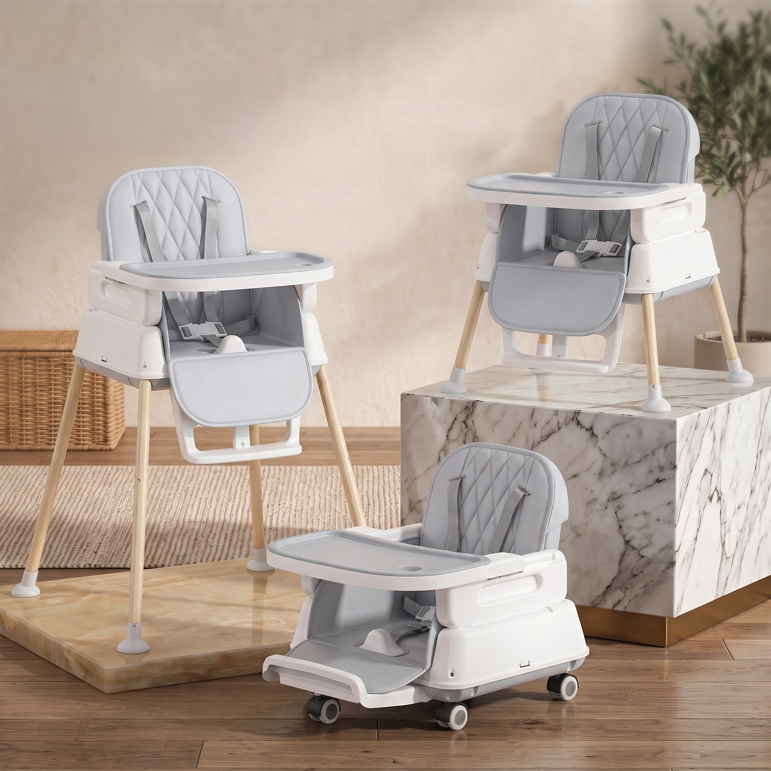 Image of StarAndDaisy 7-in-1 Convertible Baby High Chair for Feeding & Dining | 5-Point Safety Harness