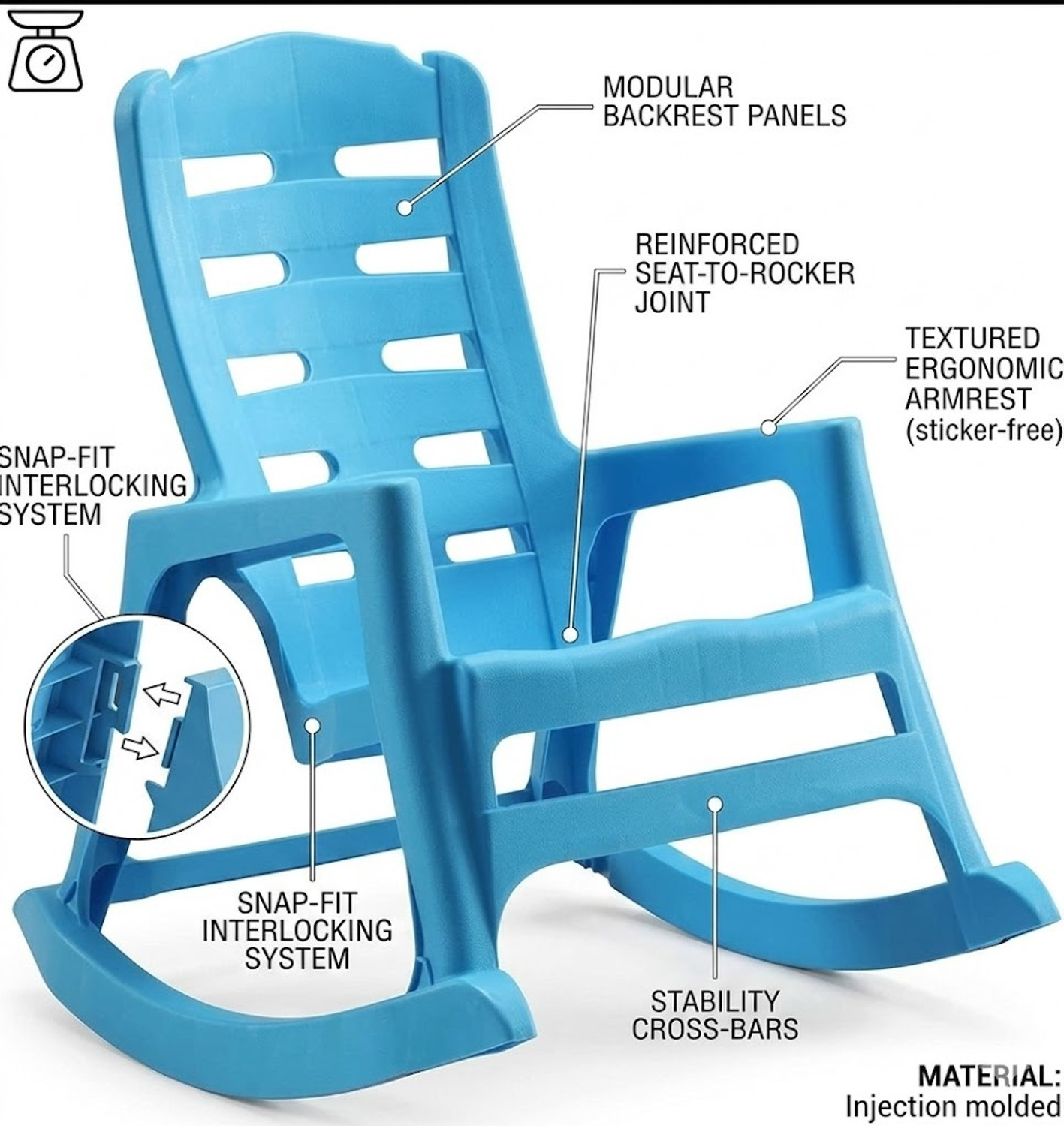 Image of NP NATIONAL Since 1952 Ergonomic Kids Plastic Rocking Chair Comfortable Playtime Seating for Children