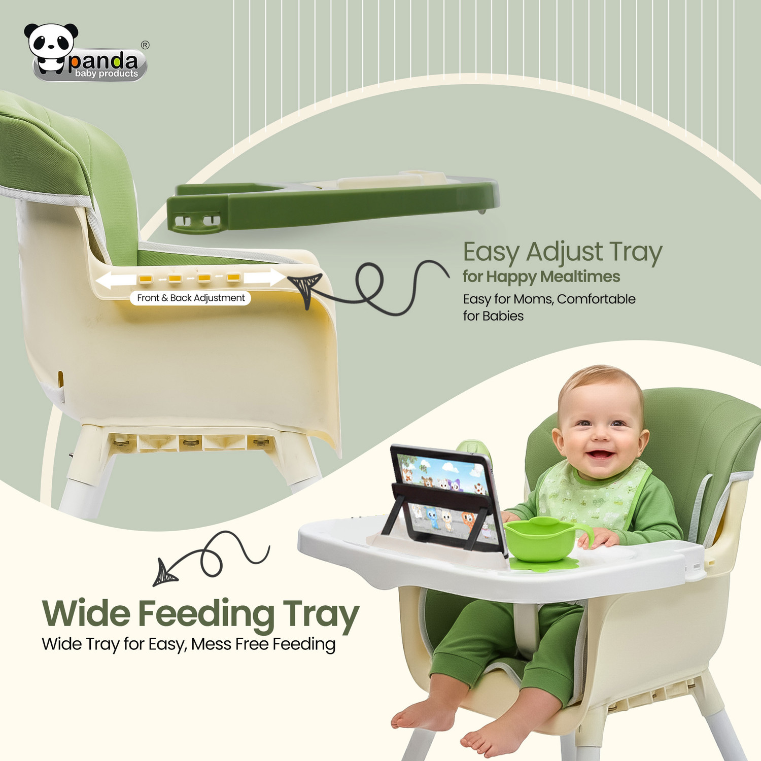 Image of PANDA BABY PRODUCTS High Chair for Babies with Safety and Feeding Tray