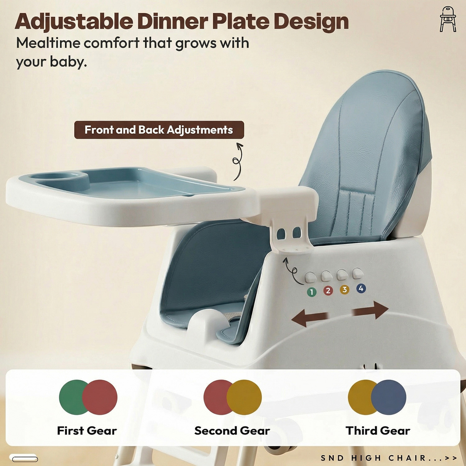 Image of StarAndDaisy Baby High Chair 4-in-1 Convertible Feeding Chair with Tray & Wheels