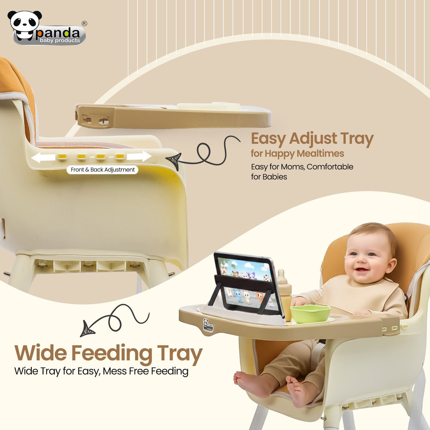 Image of PANDA BABY PRODUCTS High Chair for Babies with Safety and Feeding Tray