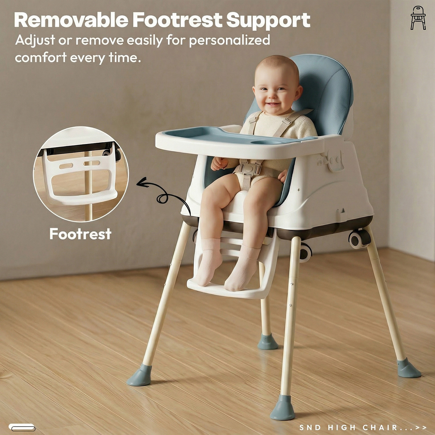 Image of StarAndDaisy Baby High Chair 4-in-1 Convertible Feeding Chair with Tray & Wheels