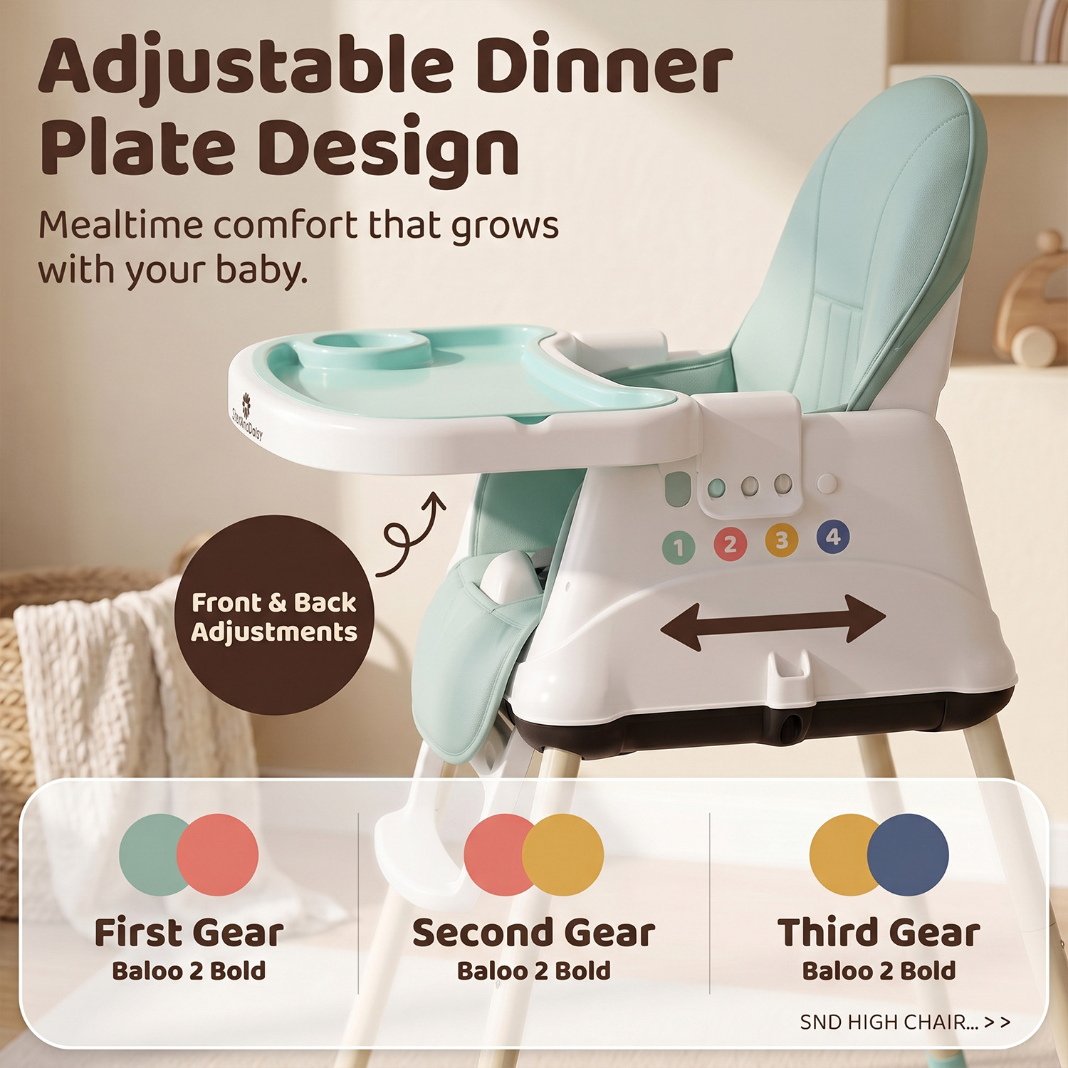 Image of StarAndDaisy 4-in-1 Baby High Chair with Adjustable Double Tray & Safety Harness