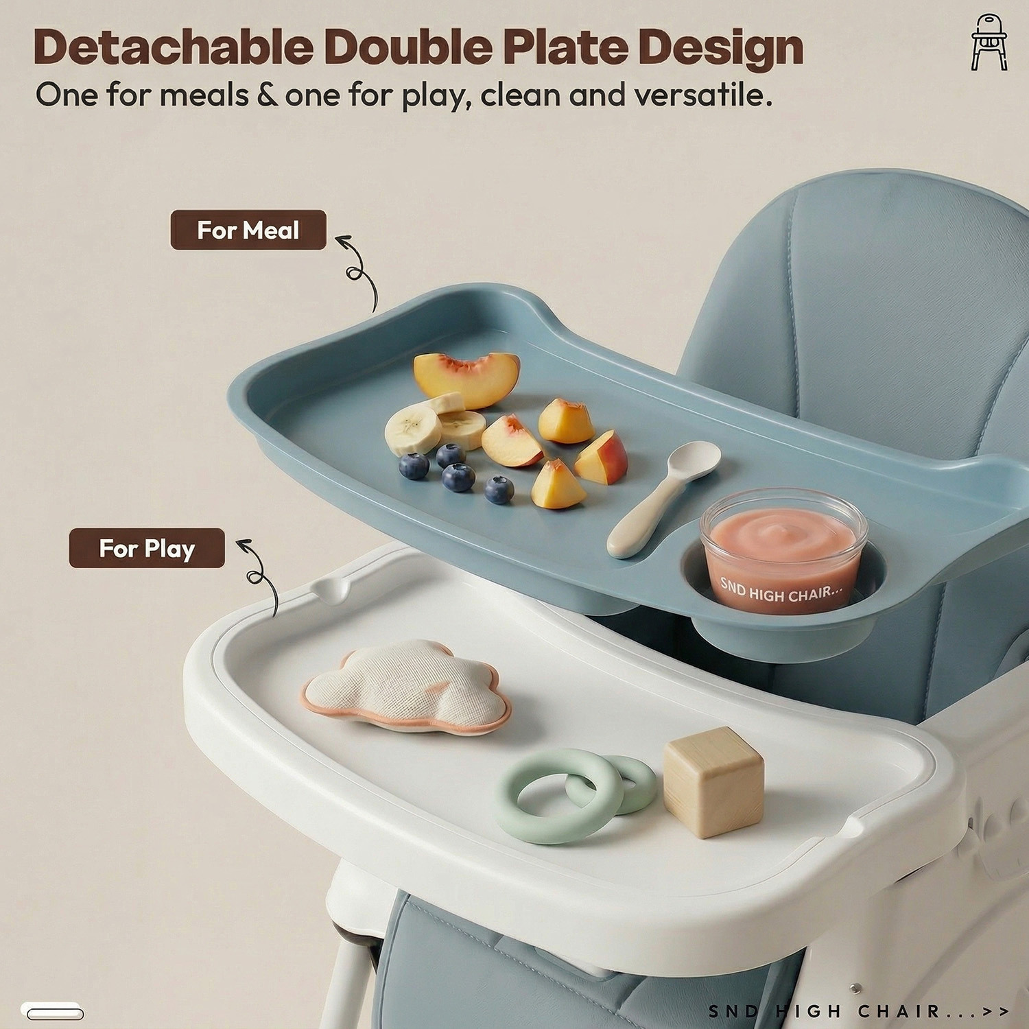Image of StarAndDaisy Baby High Chair 4-in-1 Convertible Feeding Chair with Tray & Wheels