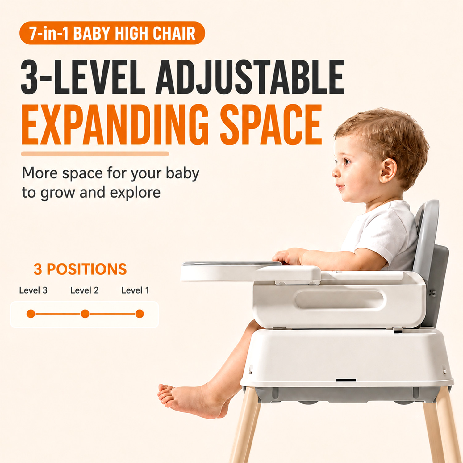 Image of StarAndDaisy 7-in-1 Convertible Baby High Chair for Feeding & Dining | 5-Point Safety Harness