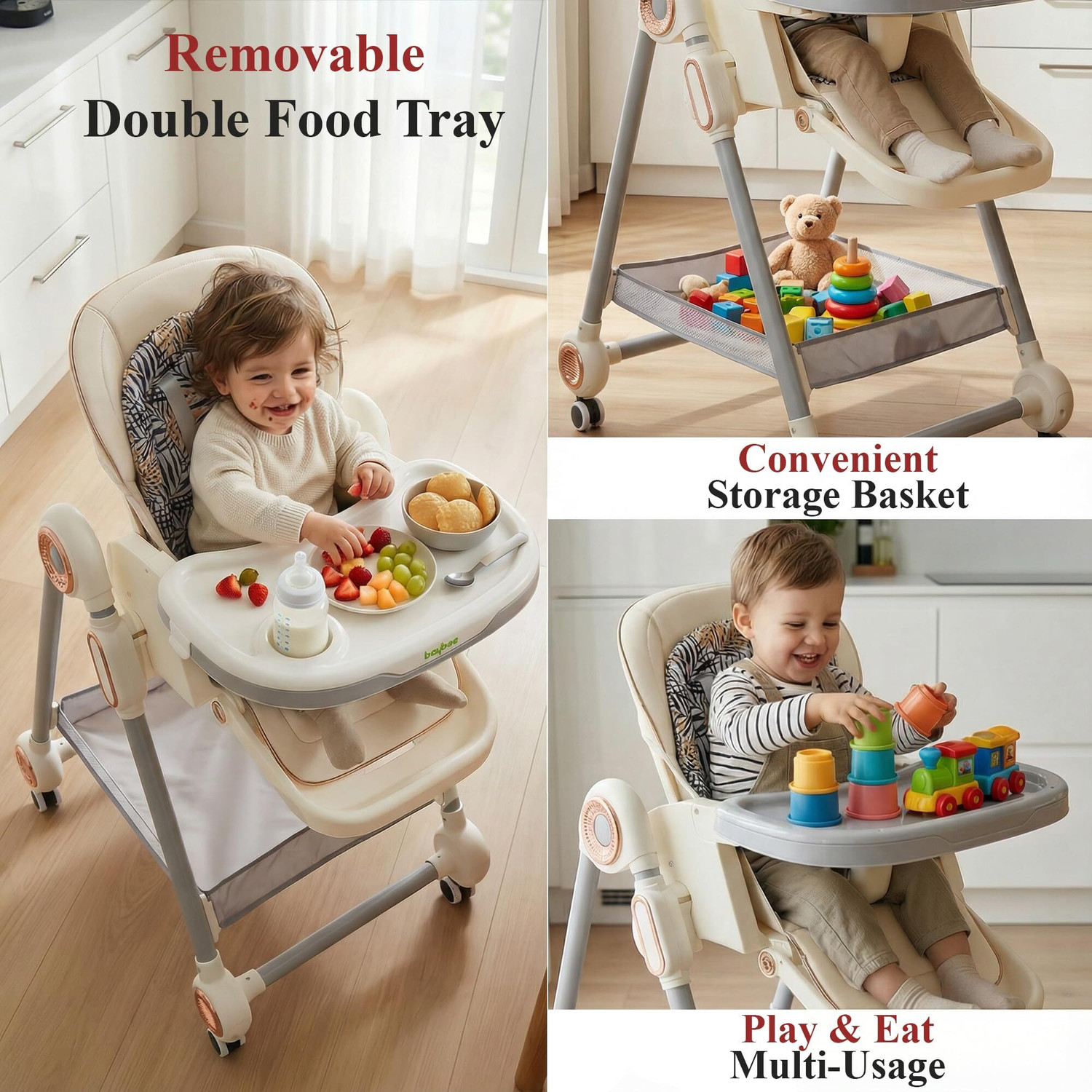 Image of baybee 3-in-1 Baby High Chair | Feeding & Activity Chair for 6 Months to 5 Years