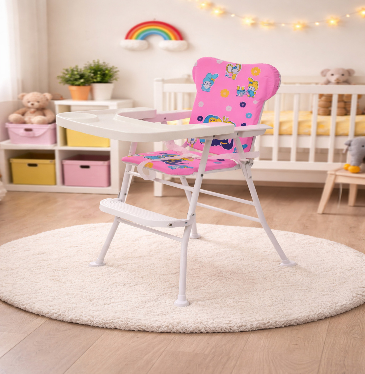 Image of DANDLES Baby Highchair with Soft Cushion and Protection Belt and Feeding Mealtime Tray