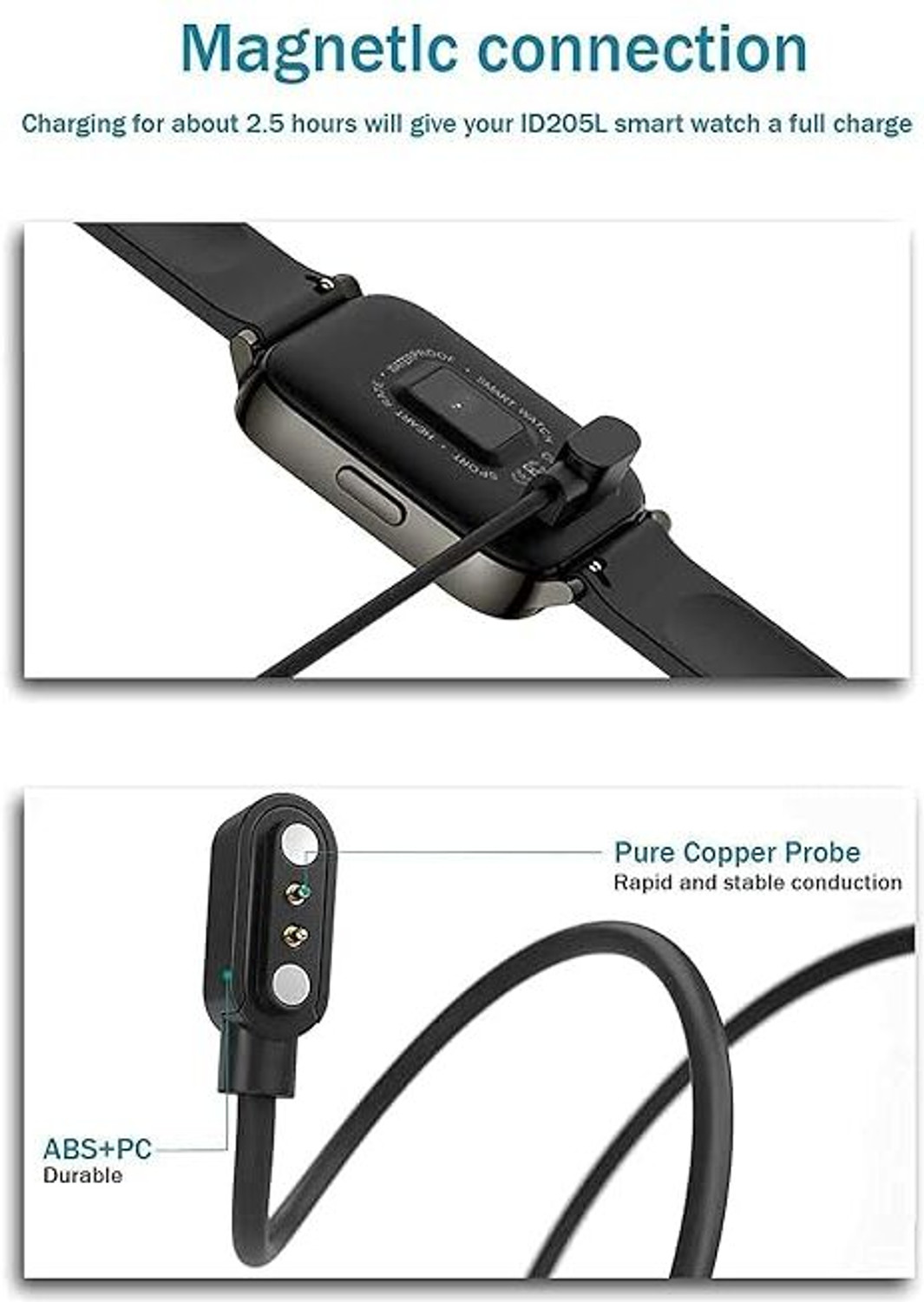 Image of GENIUSGRAWTH FB Smart watch Charger 2 Pin USB Fast Magnetic Charging Cable Adapter Charging Pad