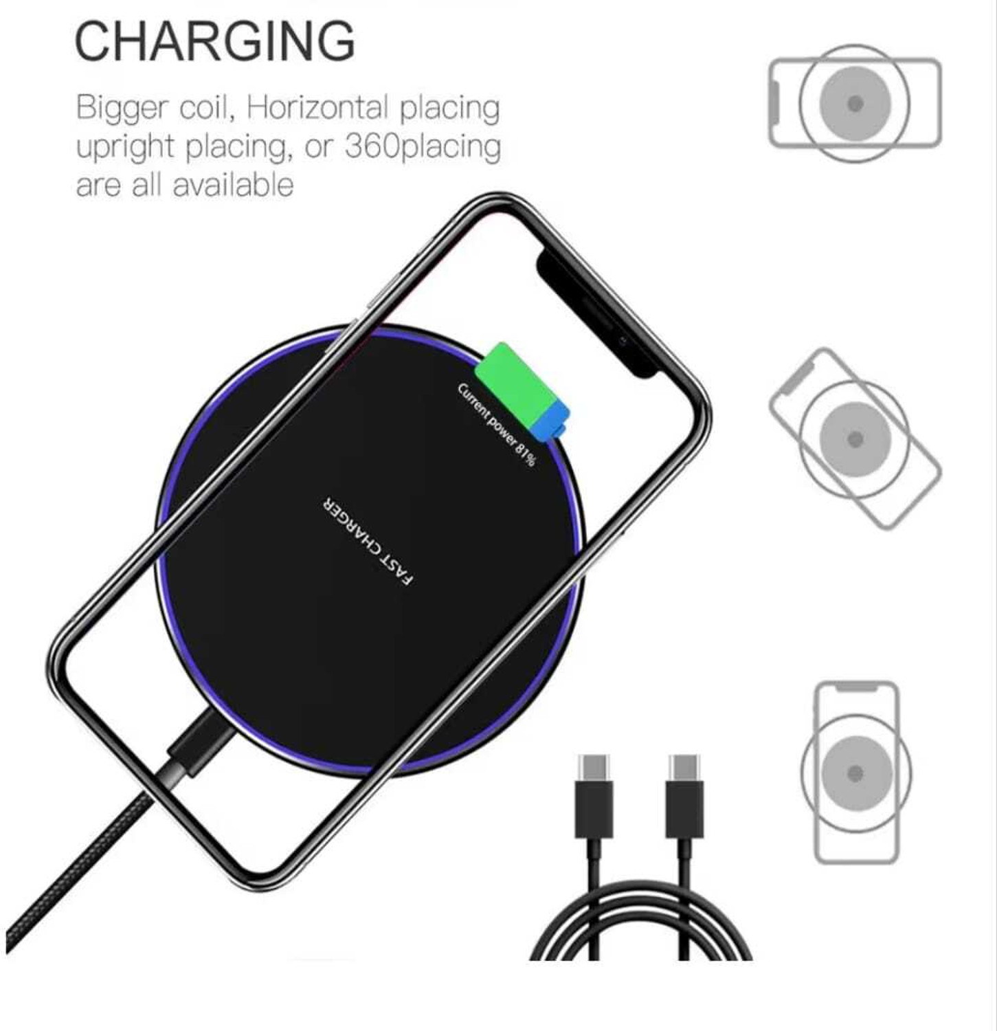 Image of NEXATECH Wireless Round Charger 20W Fast Charging Pad Light Weight Charging Pa Charging Pad
