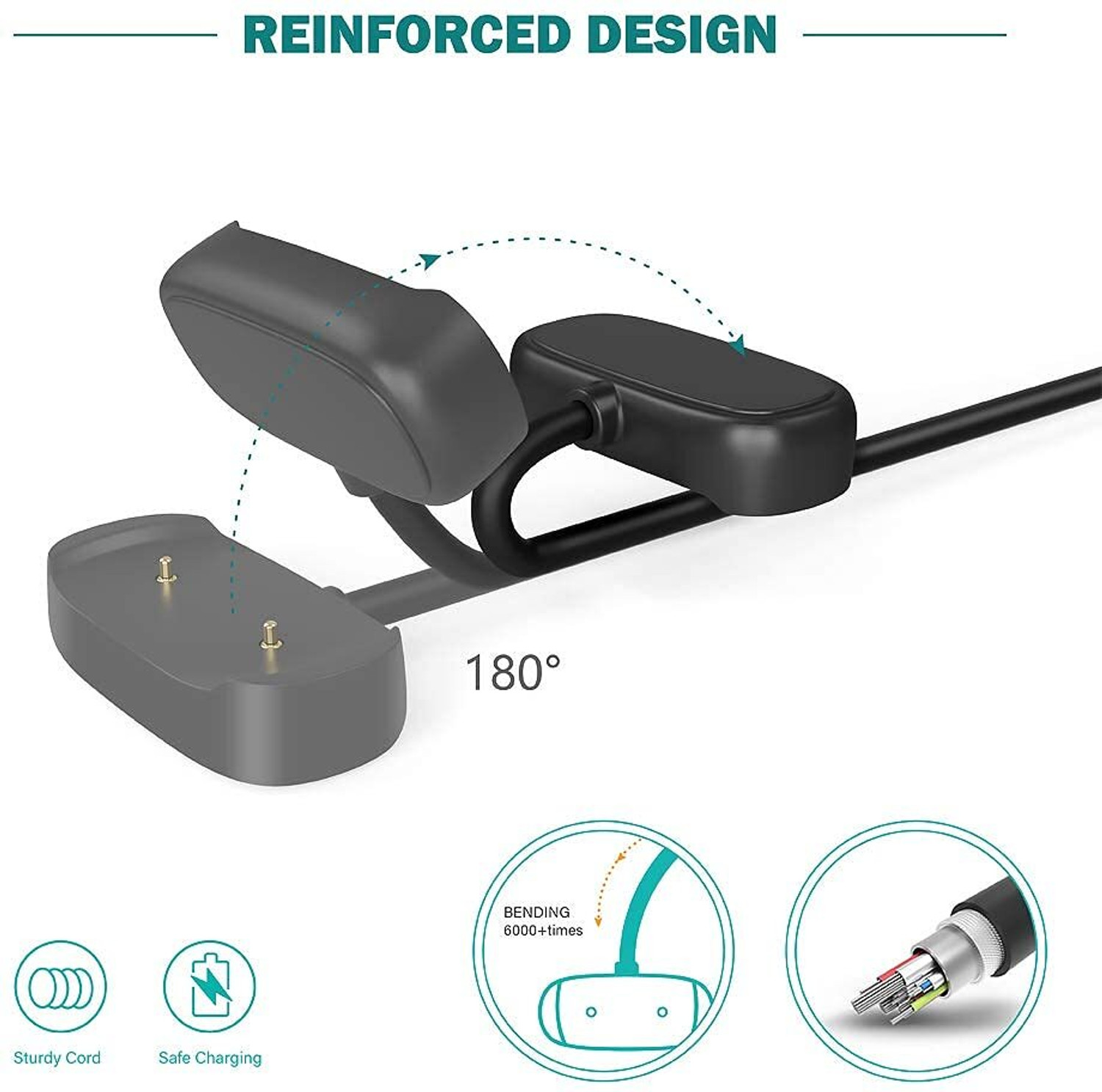 Image of Speeqo Magnetic Charging Cable 0.5 m Amazfit Watch Charger Cable 2Pin Magnetic Smart watch Dock Clip Charger adapter (Compatible with GTR 2, GTR 2e, GTS 2, GTS 2e, GTS2 Mini, Pop, Pop pro, Bip U, Black, One Cable, Mini-USB To Magnetic Charging Cable)