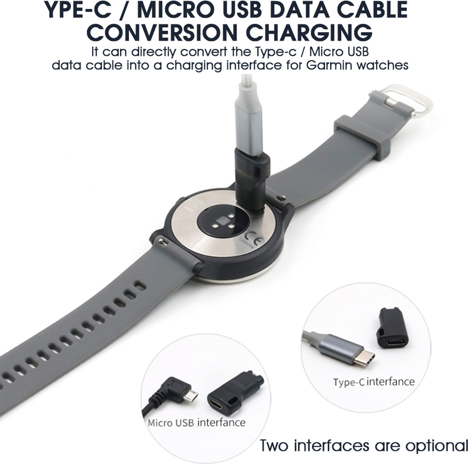 Image of Verilux Garmin Watch Charger to Type C Adapter, Compatible with Garmin Fenix Charging Pad