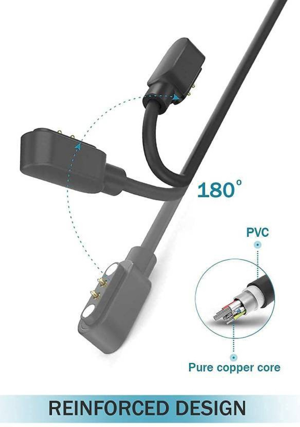 Image of Hyba Smart Watch 2 Pins Magnetic Suction Charger Cable Compatible Charging Pad