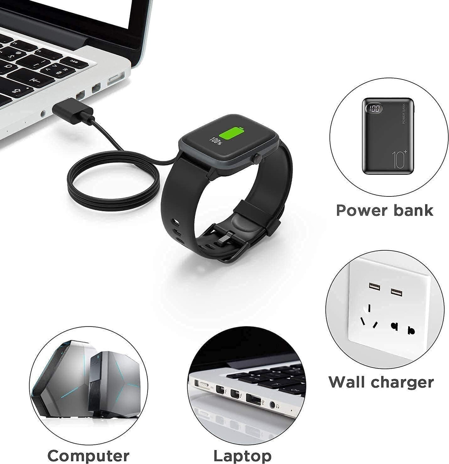 Image of ABHINANDAN USB W26 Cable.compatible with boat.pebble. Watch Charger Magnetic 2 pin Charging Pad