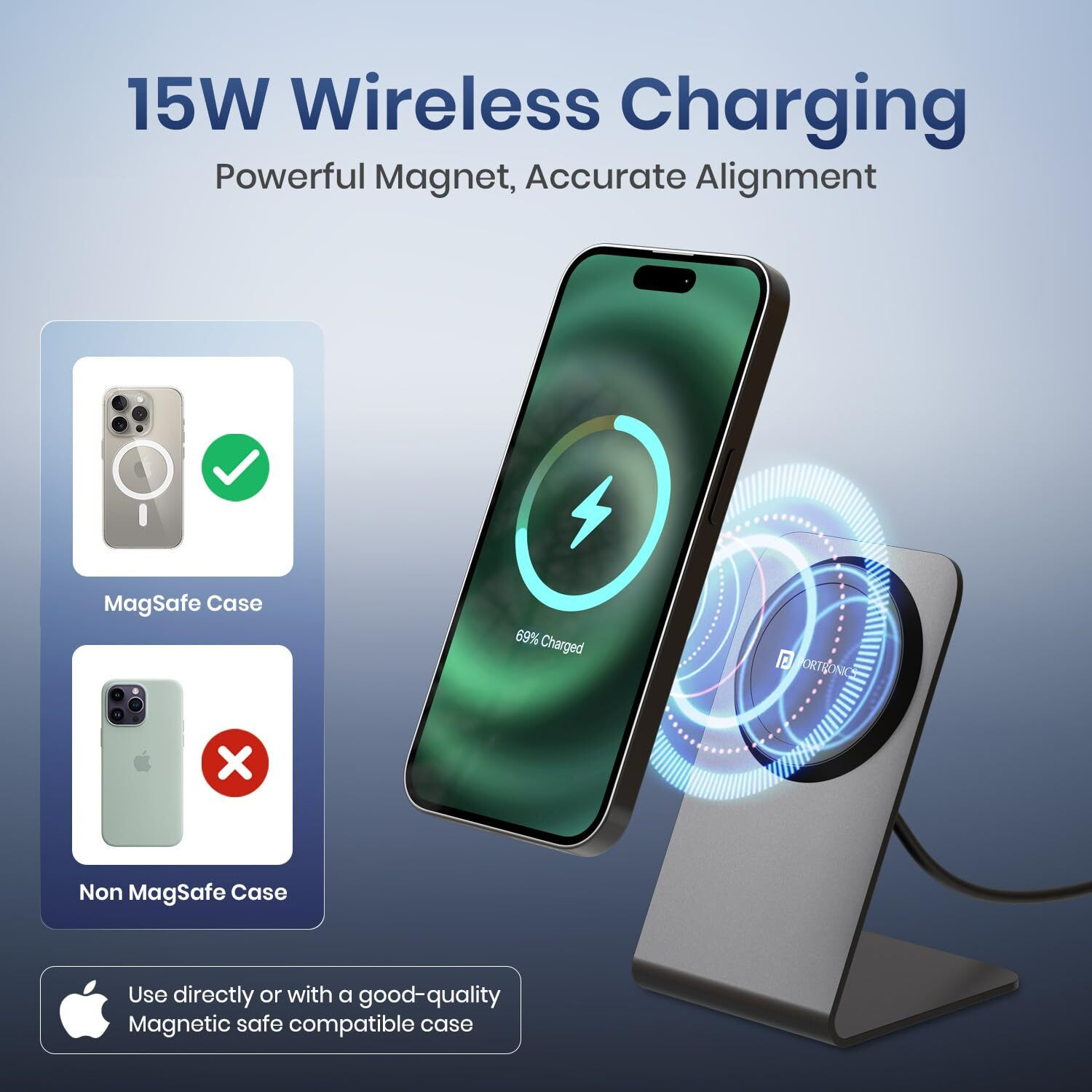 Image of Portronics Flux 2 15W Qi2 Certified Fast Charging Wireless Charger, Best for iPhone Charging Pad