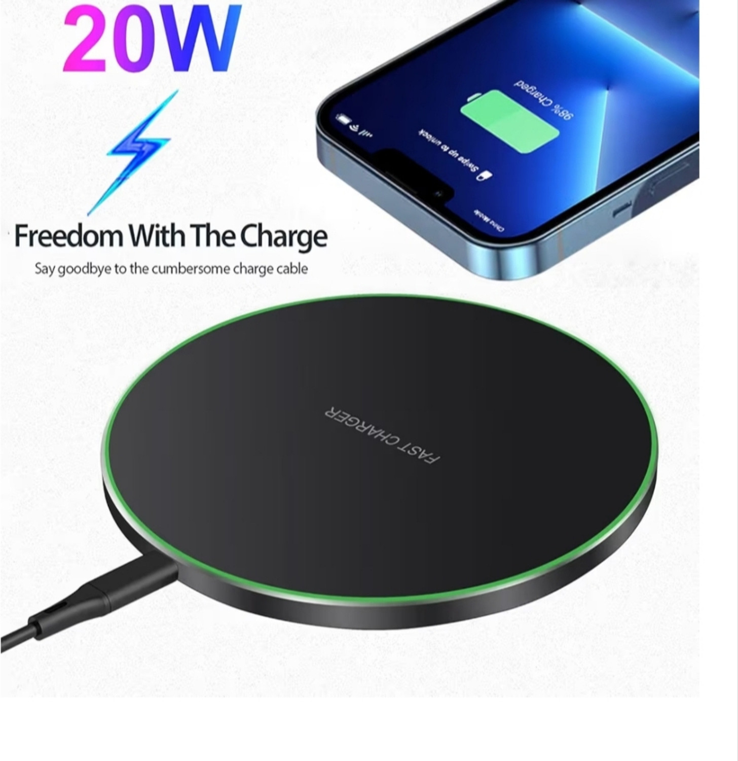 Image of SYAMX PACK Wireless charger 15W Round, Effortless & Fast smart Qi Charging pad Charging Pad Charging Pad
