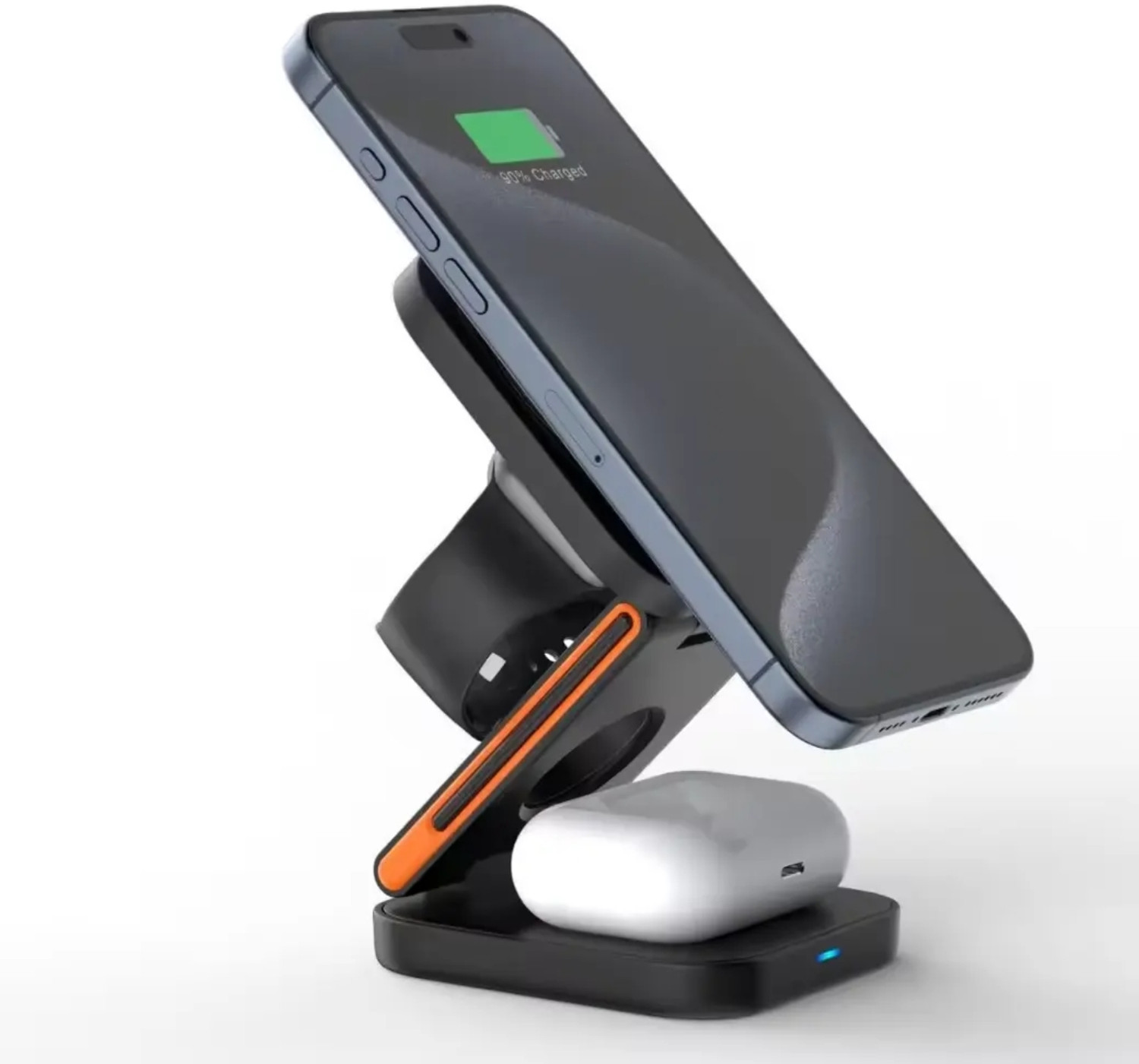 Image of UrbanVolt 3-in-1 Magnetic Wireless Charging Stand | Foldable | 5W /7.5W /10W Fast Charge Charging Pad