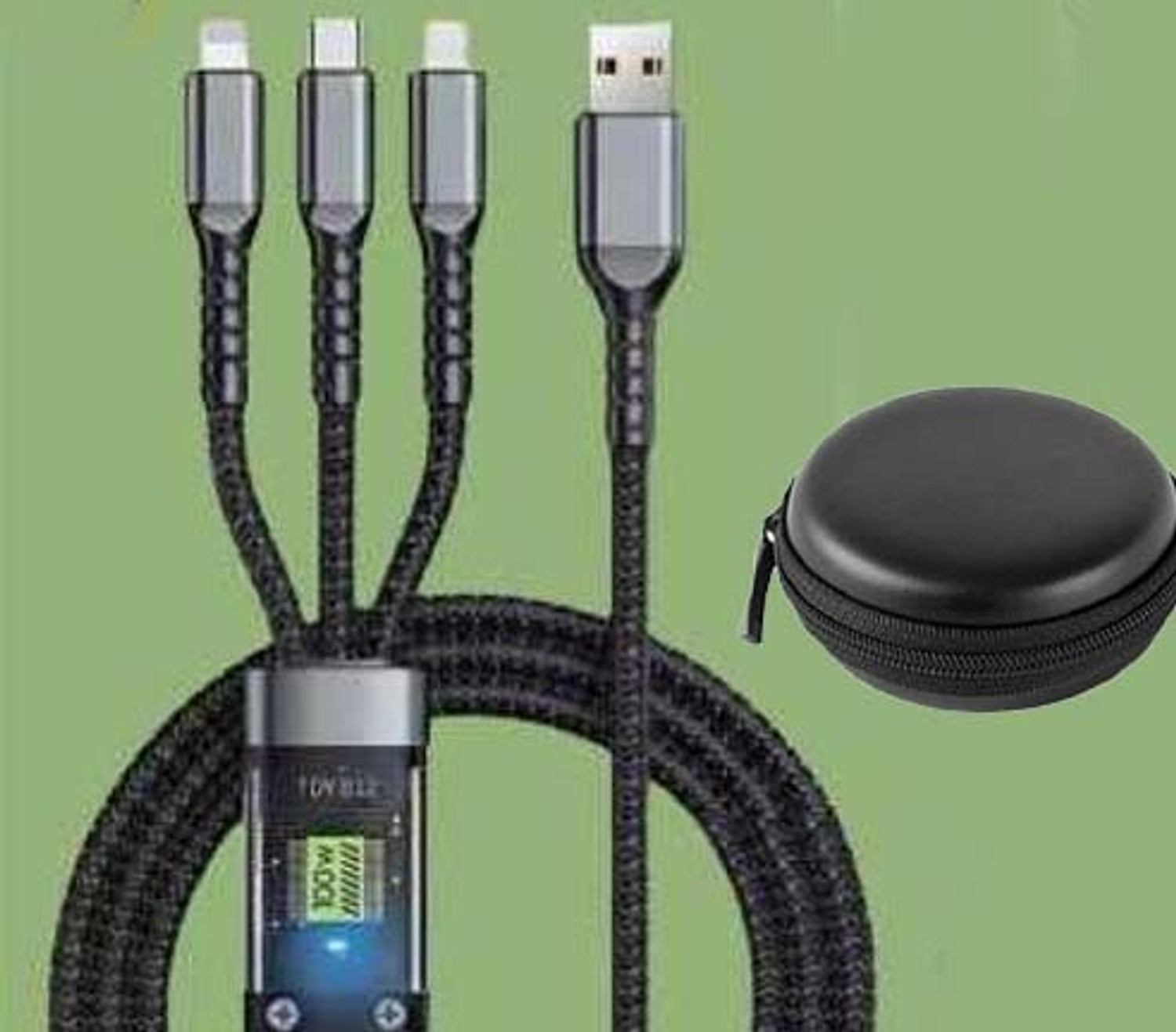 Image of 3D GOLDTM Multipurpose Cord 100W Transparent Luminous 3in1 Multi Charging Data Cable+Pouch Charging Pad