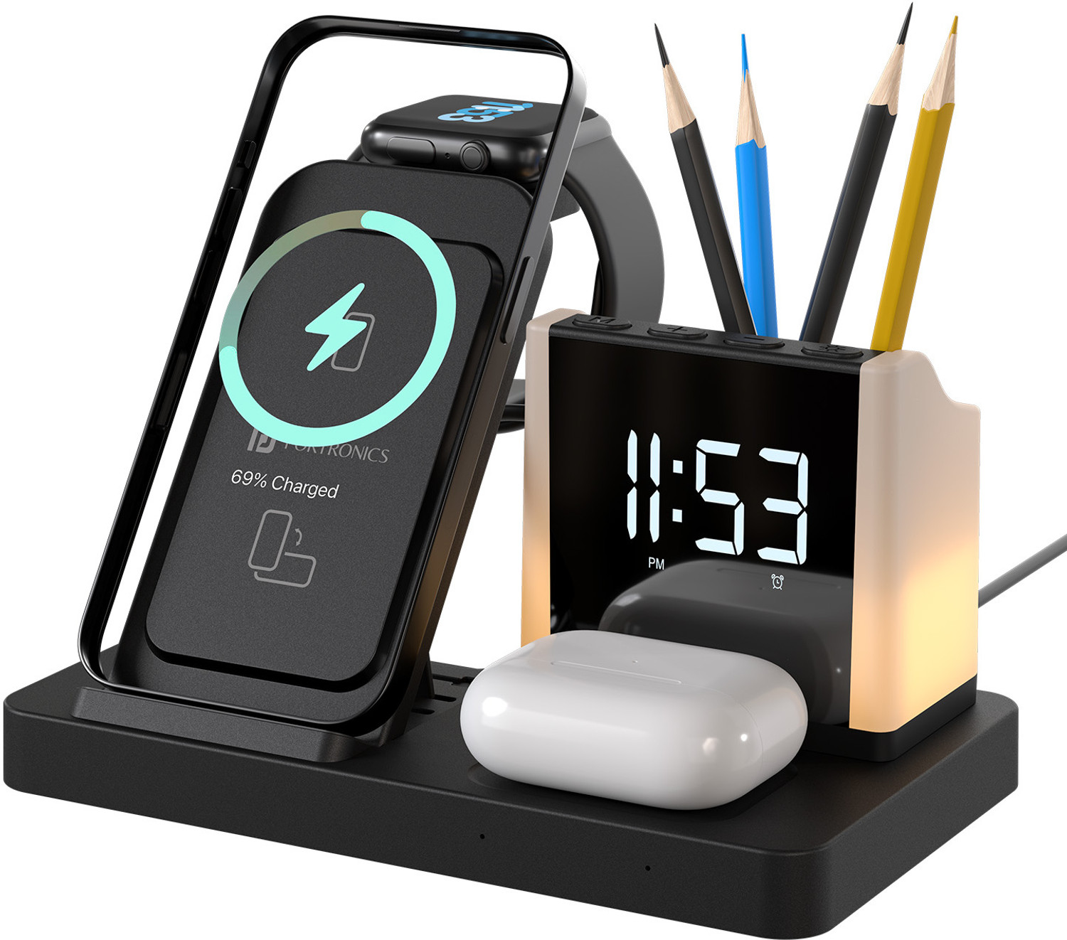 Image of Portronics HexaCharge 6-in-1 15W Fast Magnetic Wireless Charging,iPhone,Earbud,Smartwatches Charging Pad