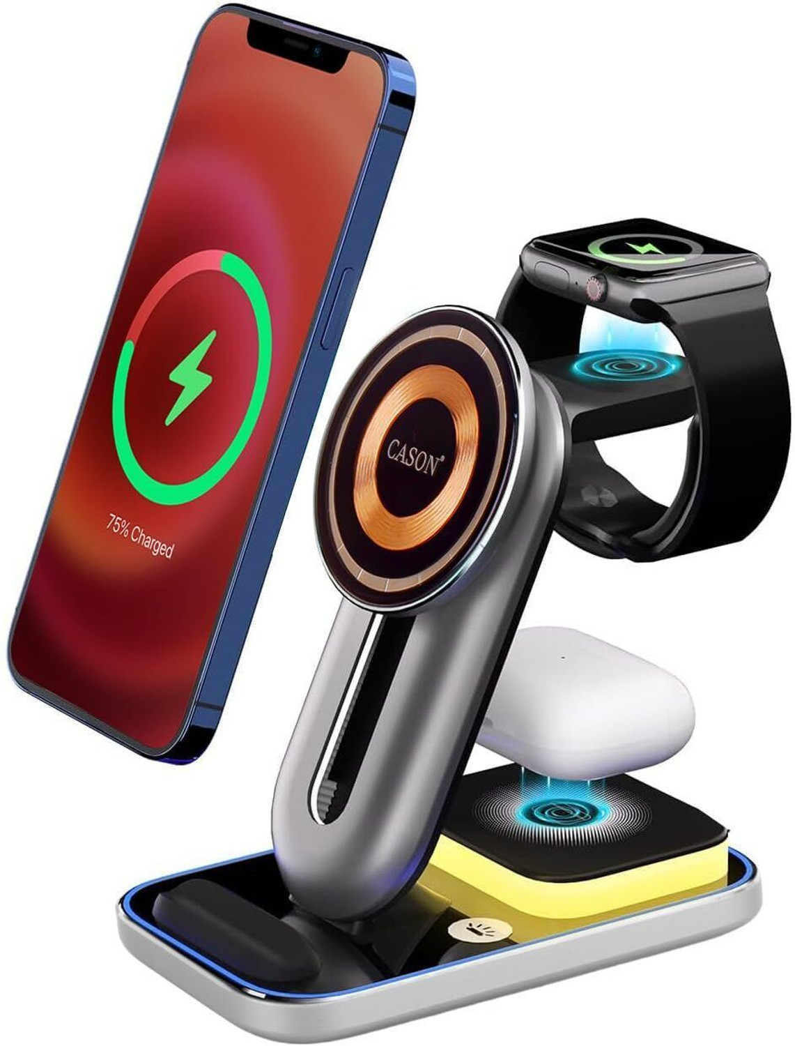 Image of CASON 23W qi2 Certified 3 in 1 Wireless Charger for iPhone with Magnetic Fast Charging Charging Pad
