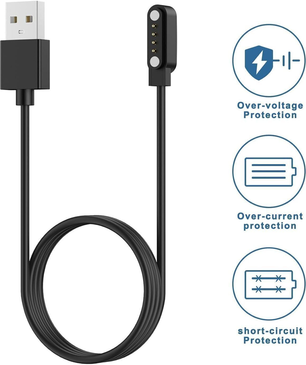 Image of parth FireBolt 4-PIN USB Fast Charger Cable Magnetic For Smart Watch Charging Pad