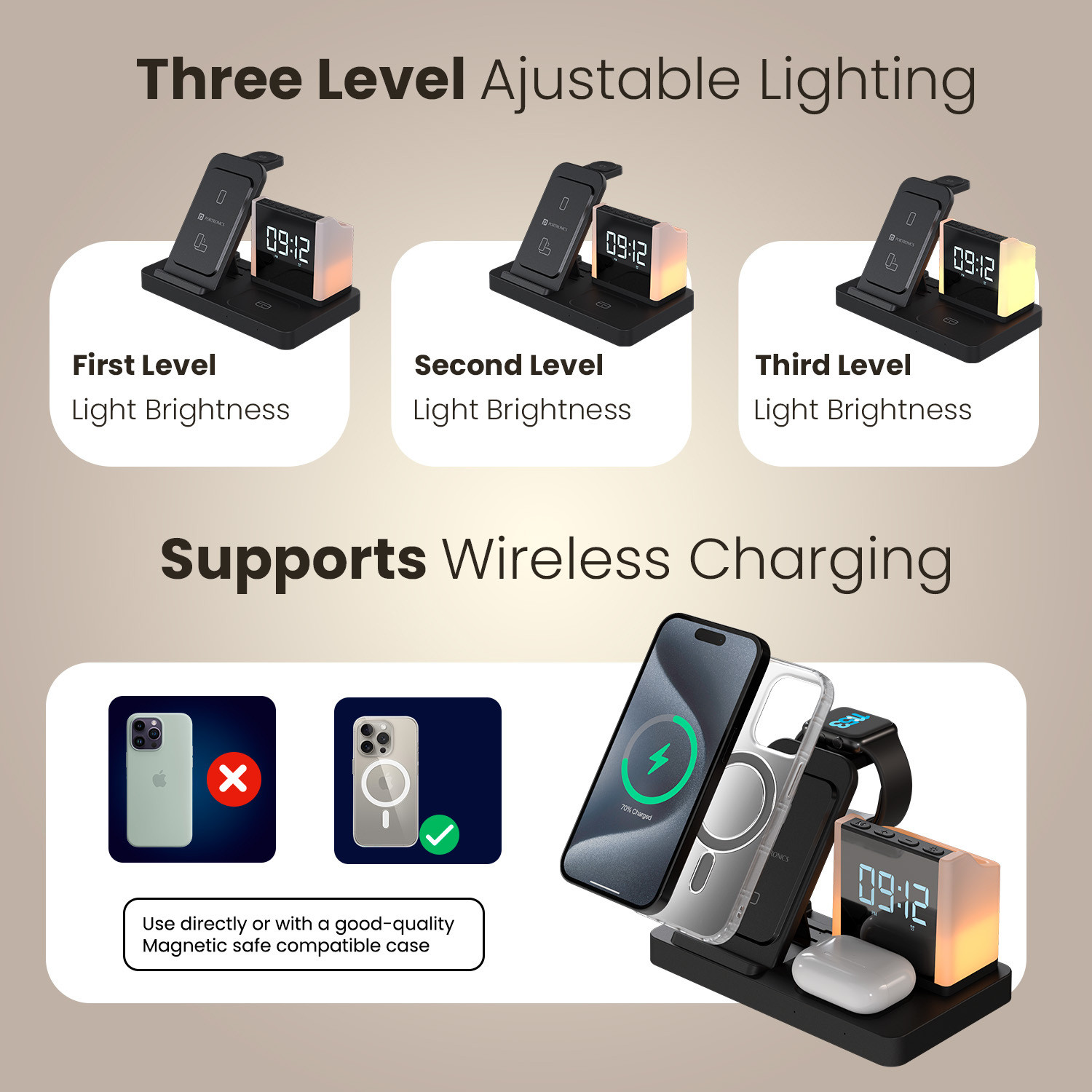 Image of Portronics HexaCharge 6-in-1 15W Fast Magnetic Wireless Charging,iPhone,Earbud,Smartwatches Charging Pad