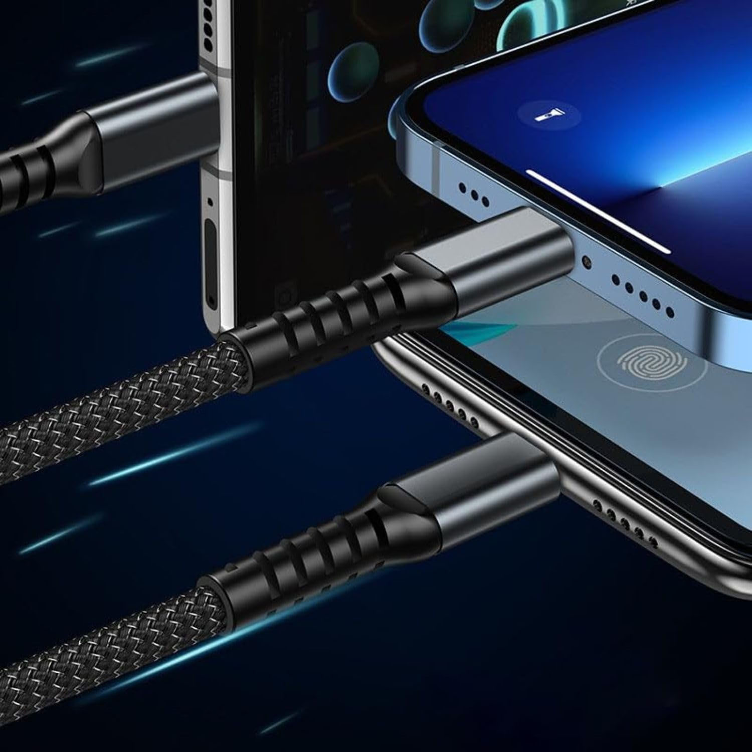 Image of 3D GOLDTM Multipurpose Cord 100W Transparent Luminous 3in1 Multi Charging Data Cable+Pouch Charging Pad