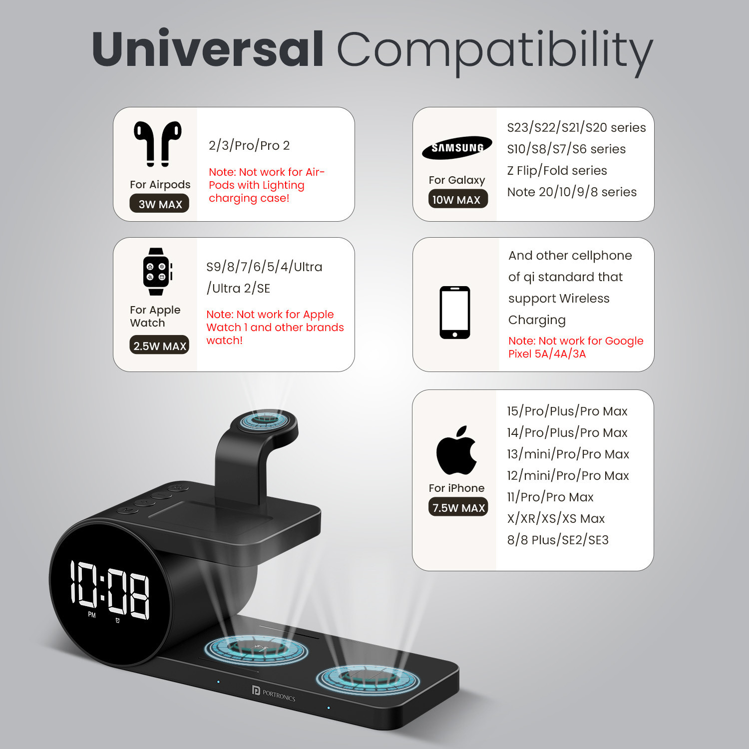 Image of Portronics Freedom 6 15W Wireless Charger for Smatphones,Earbuds & Watch Wireless Charging Charging Pad