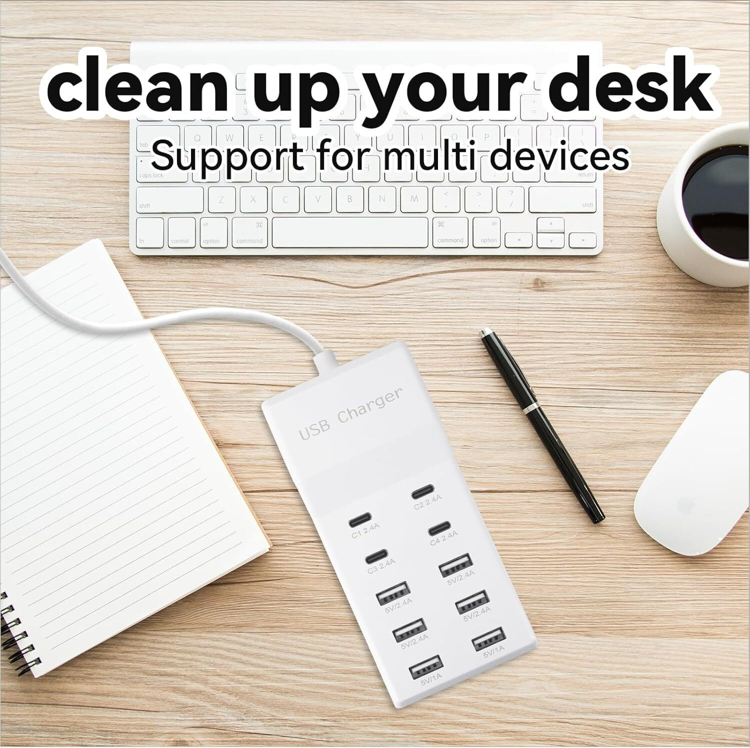 Image of Naviscinest Portable USB C Charging Station,USB-C 4-Ports, Hub 10-Ports USB Charger Dock Charging Pad