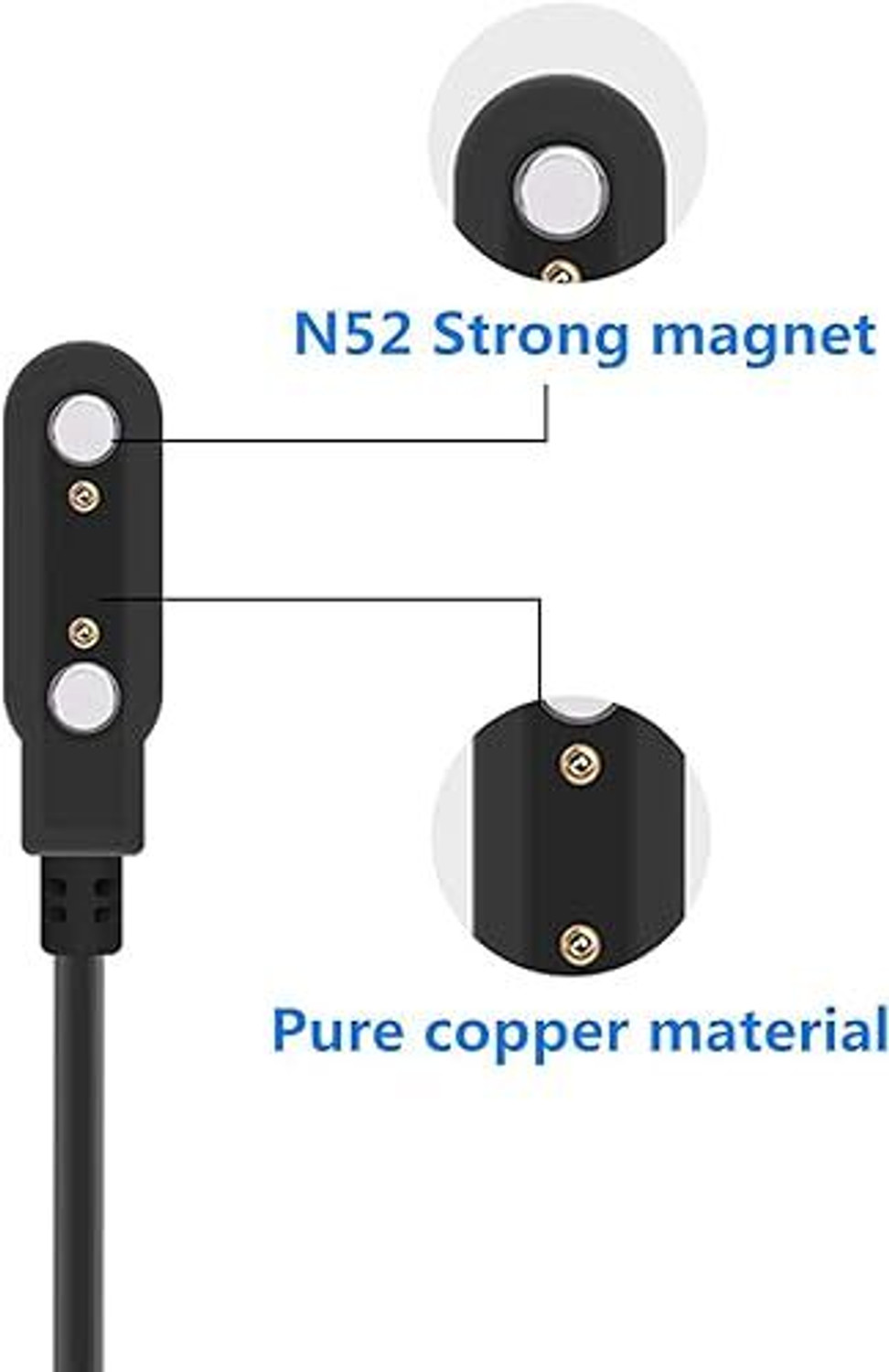 Image of GENIUSGRAWTH FB Smart watch Charger 2 Pin USB Fast Magnetic Charging Cable Adapter Charging Pad